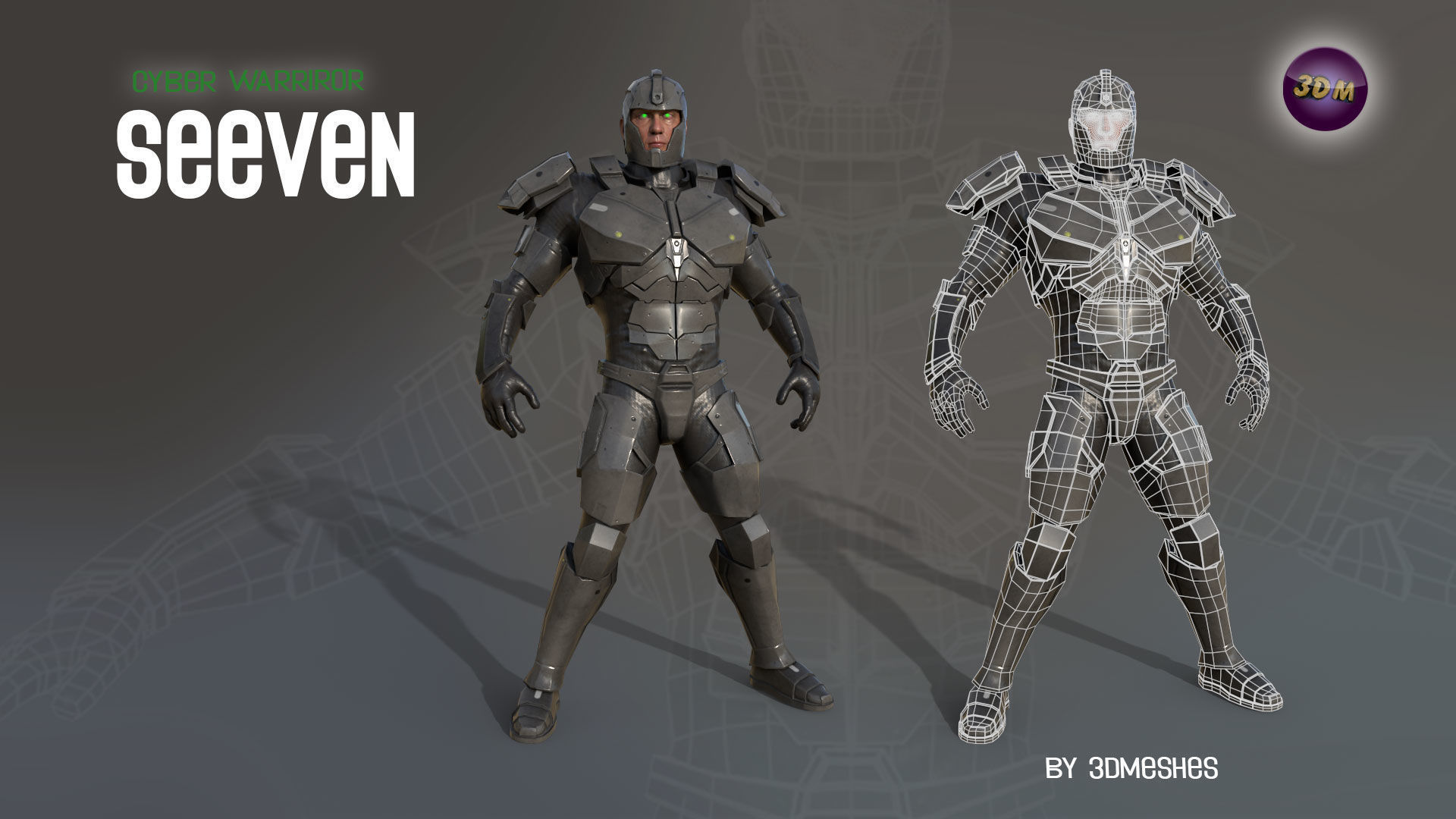 Cyber Warrior - SEEVEN Low-poly 3D model_3