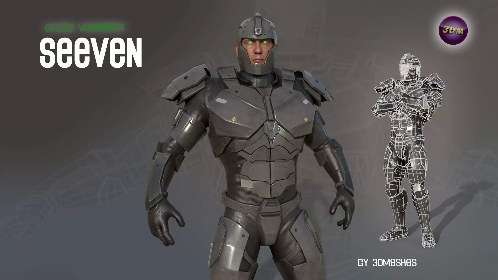 Cyber Warrior - SEEVEN Low-poly 3D model_0