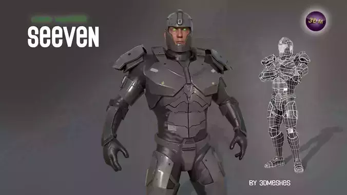 Cyber Warrior - SEEVEN Low-poly 3D model