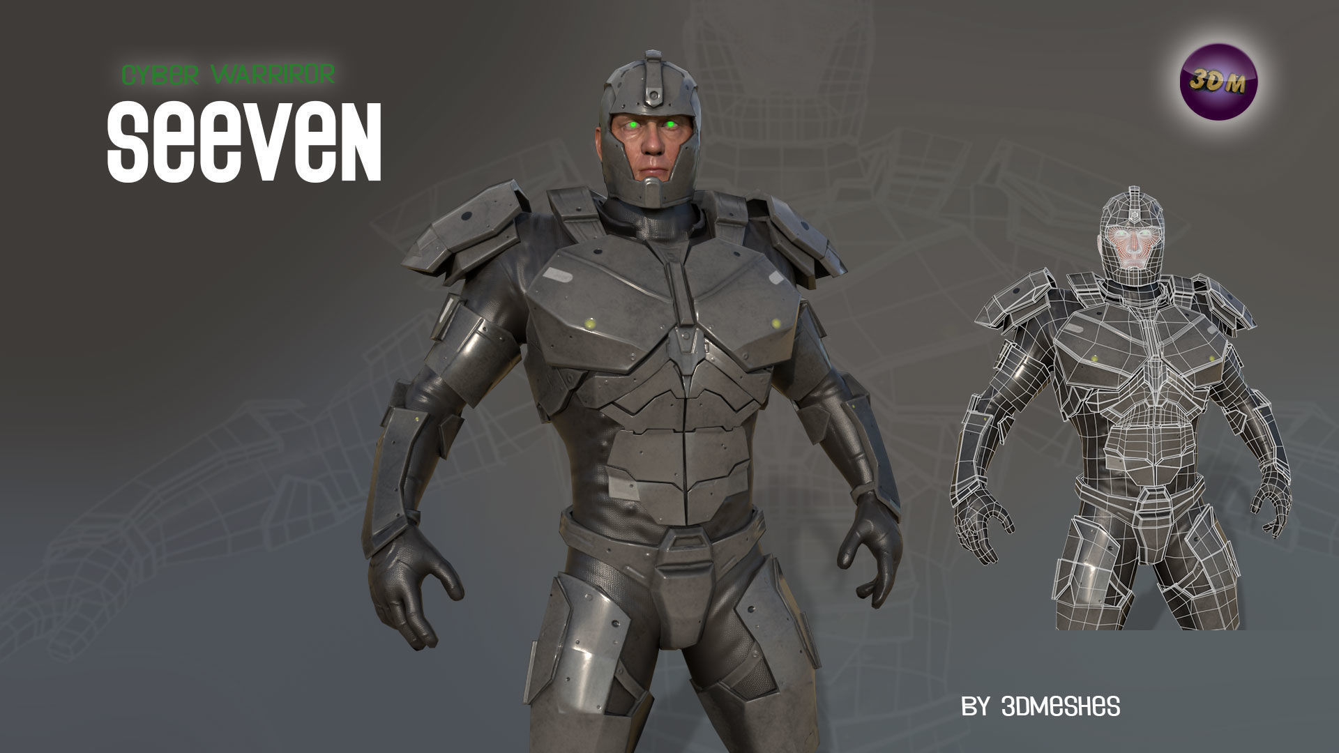 Cyber Warrior - SEEVEN Low-poly 3D model_2