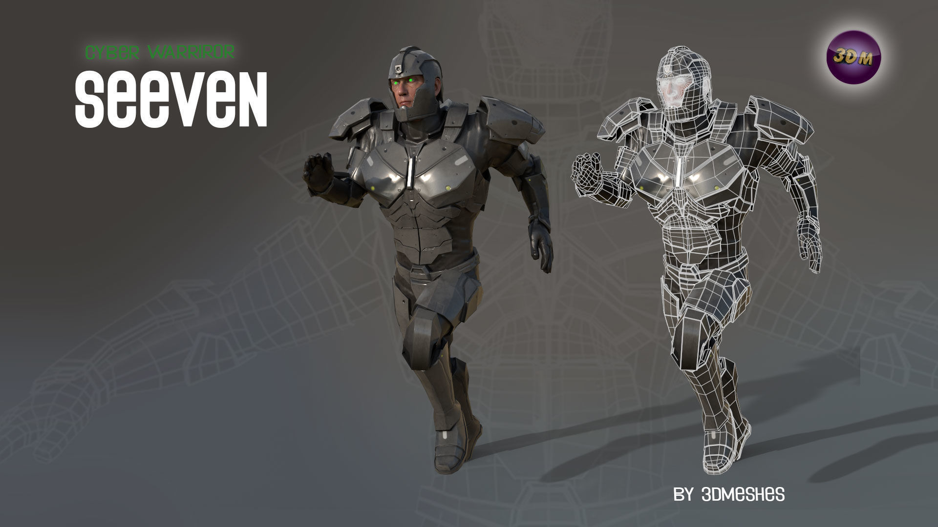 Cyber Warrior - SEEVEN Low-poly 3D model_12