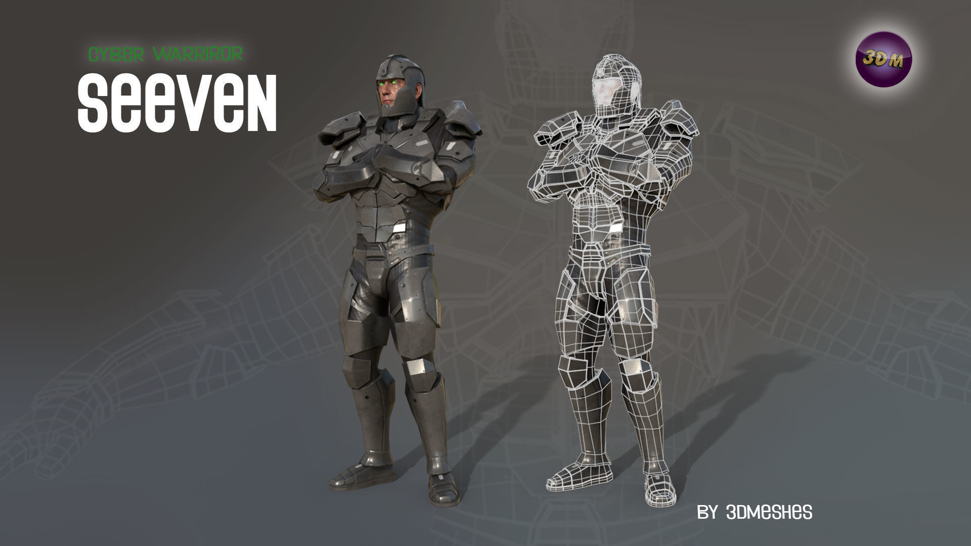 Cyber Warrior - SEEVEN Low-poly 3D model_4