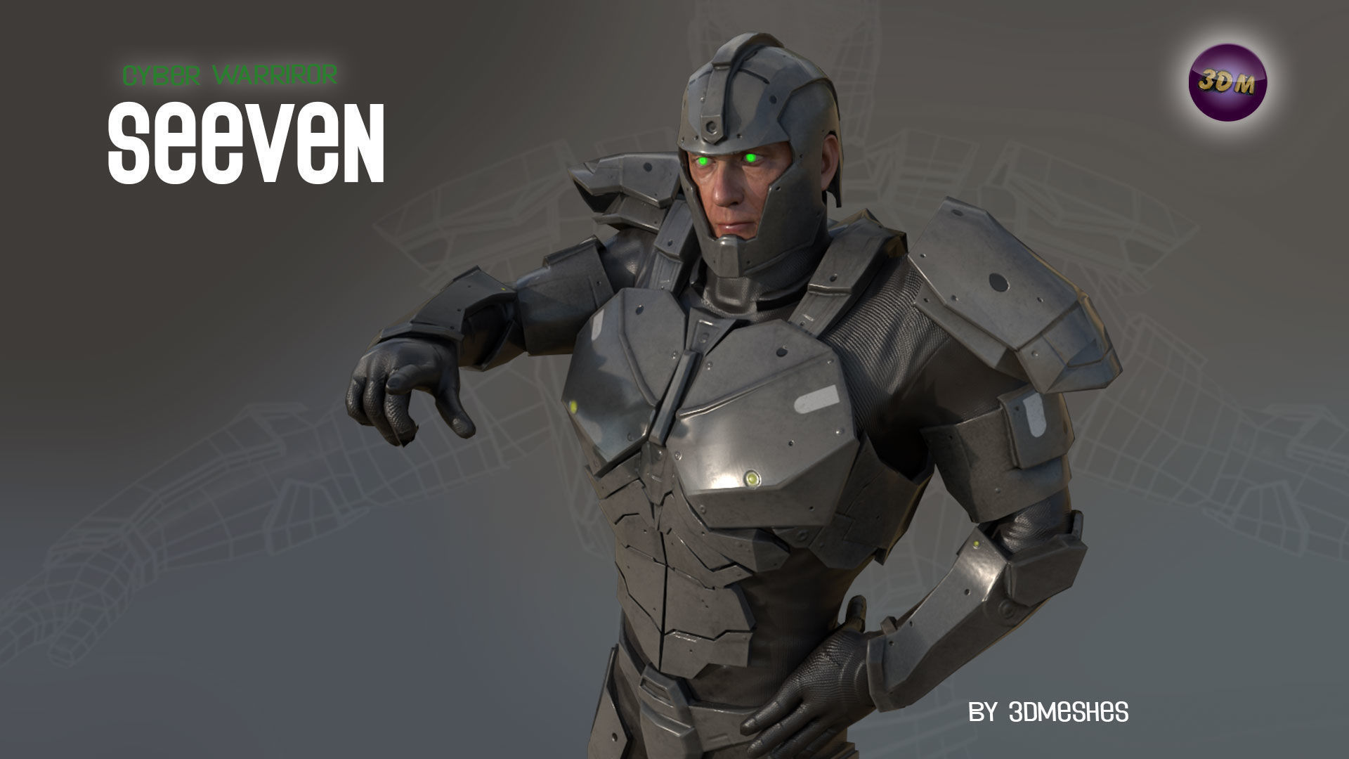Cyber Warrior - SEEVEN Low-poly 3D model_11