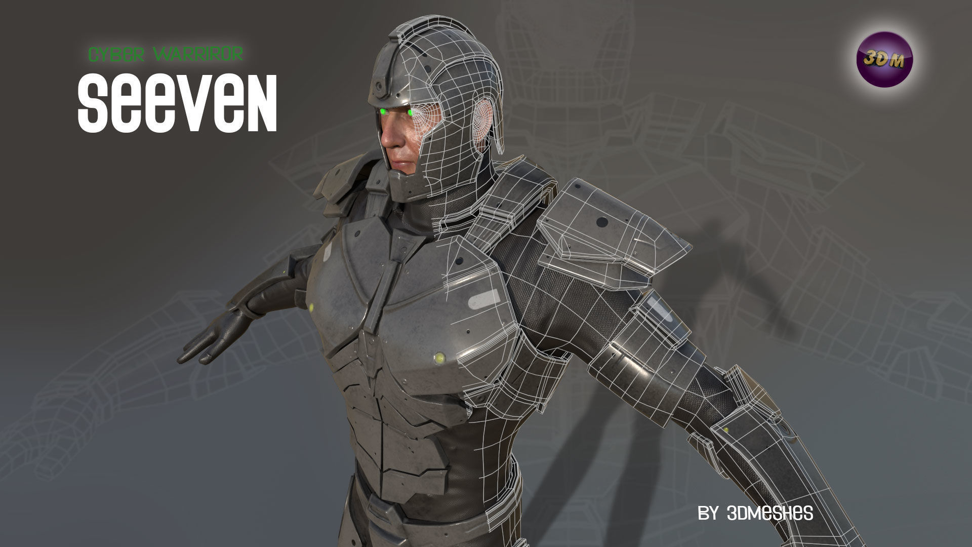 Cyber Warrior - SEEVEN Low-poly 3D model_10