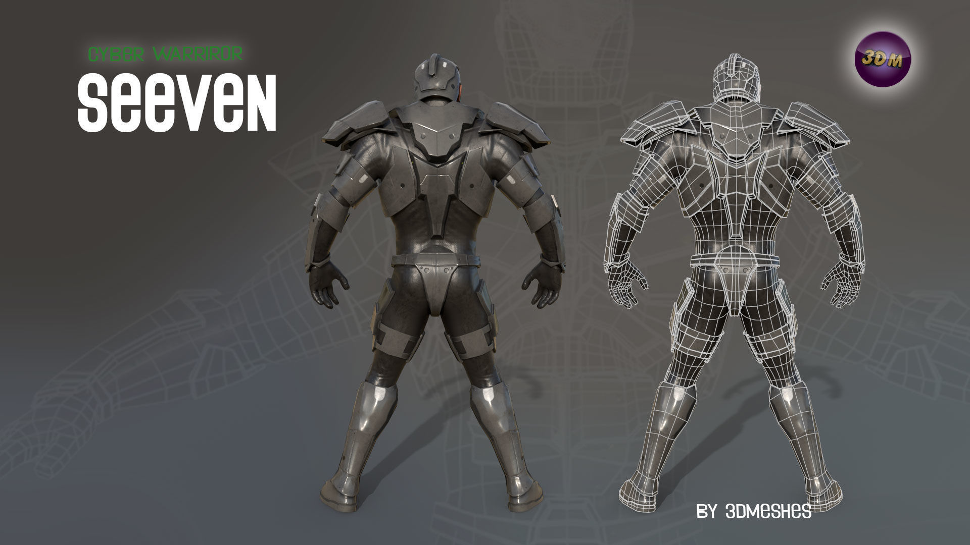 Cyber Warrior - SEEVEN Low-poly 3D model_5