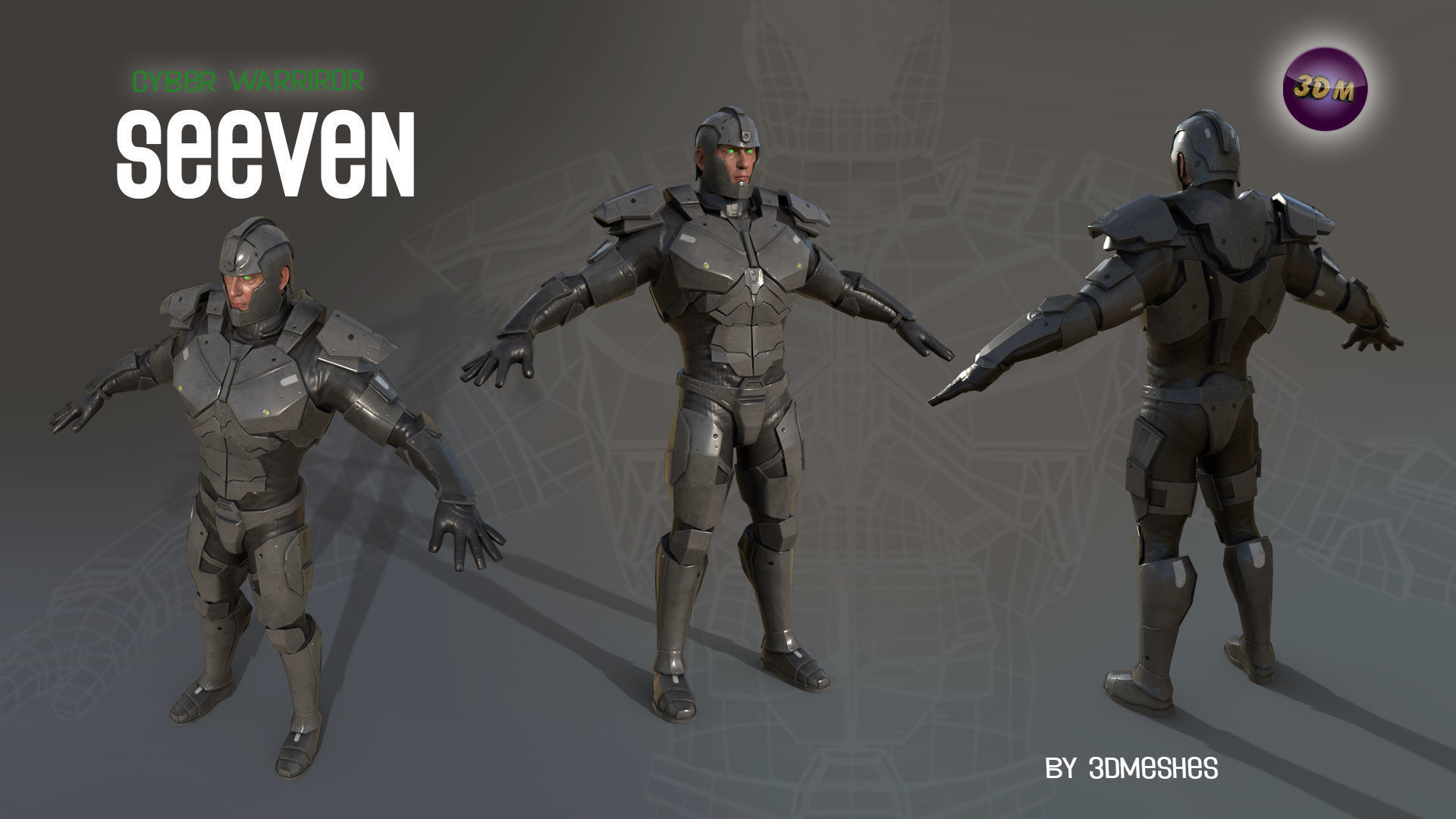 Cyber Warrior - SEEVEN Low-poly 3D model_9