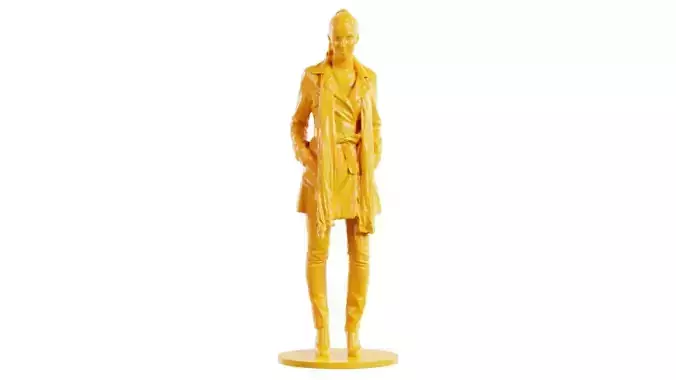 Woman Wearing Raincoat and Scarf 3D print model