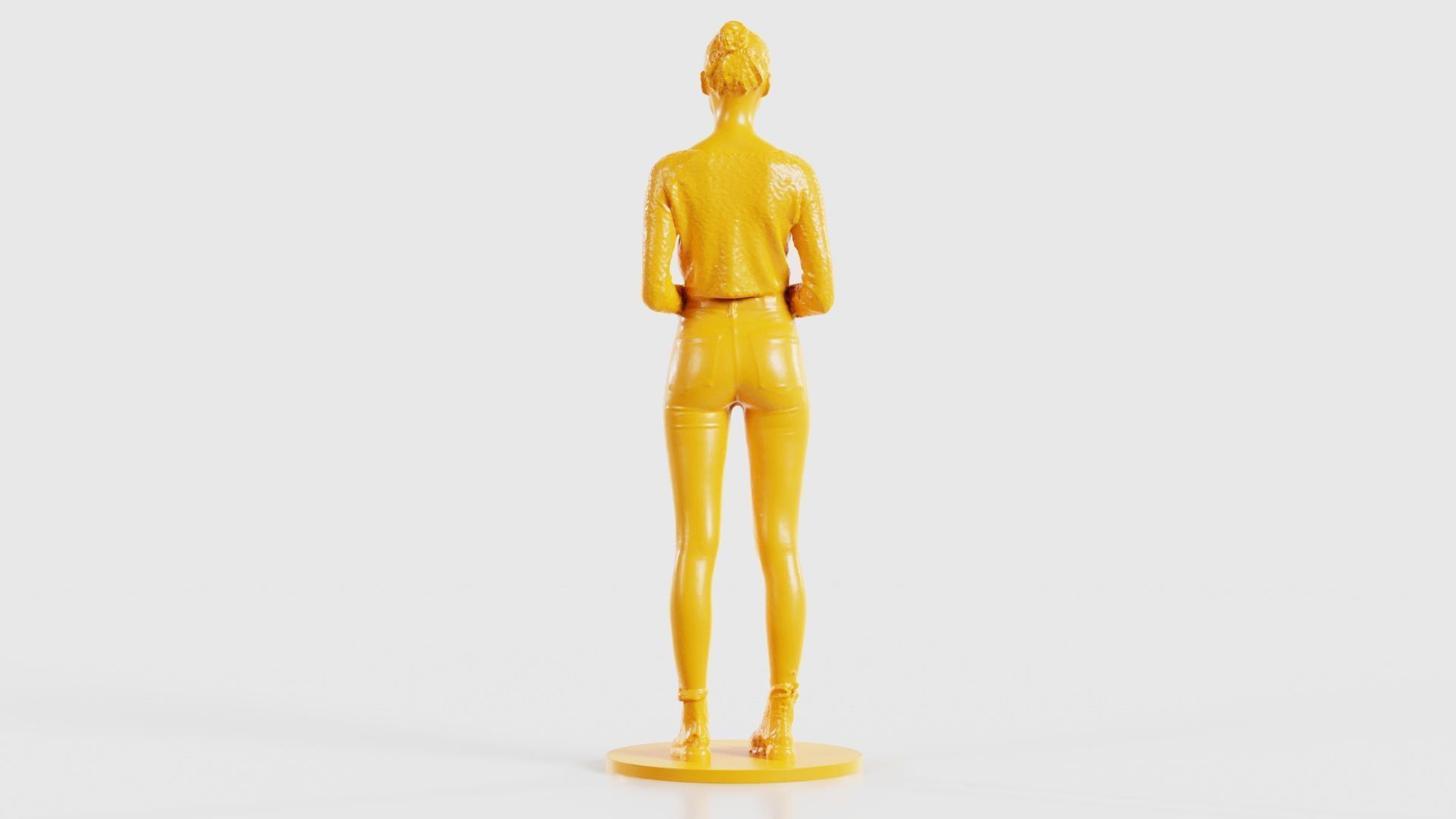 Woman Wearing Casual Outfit Folding Hands and Smiling 3D print model_23