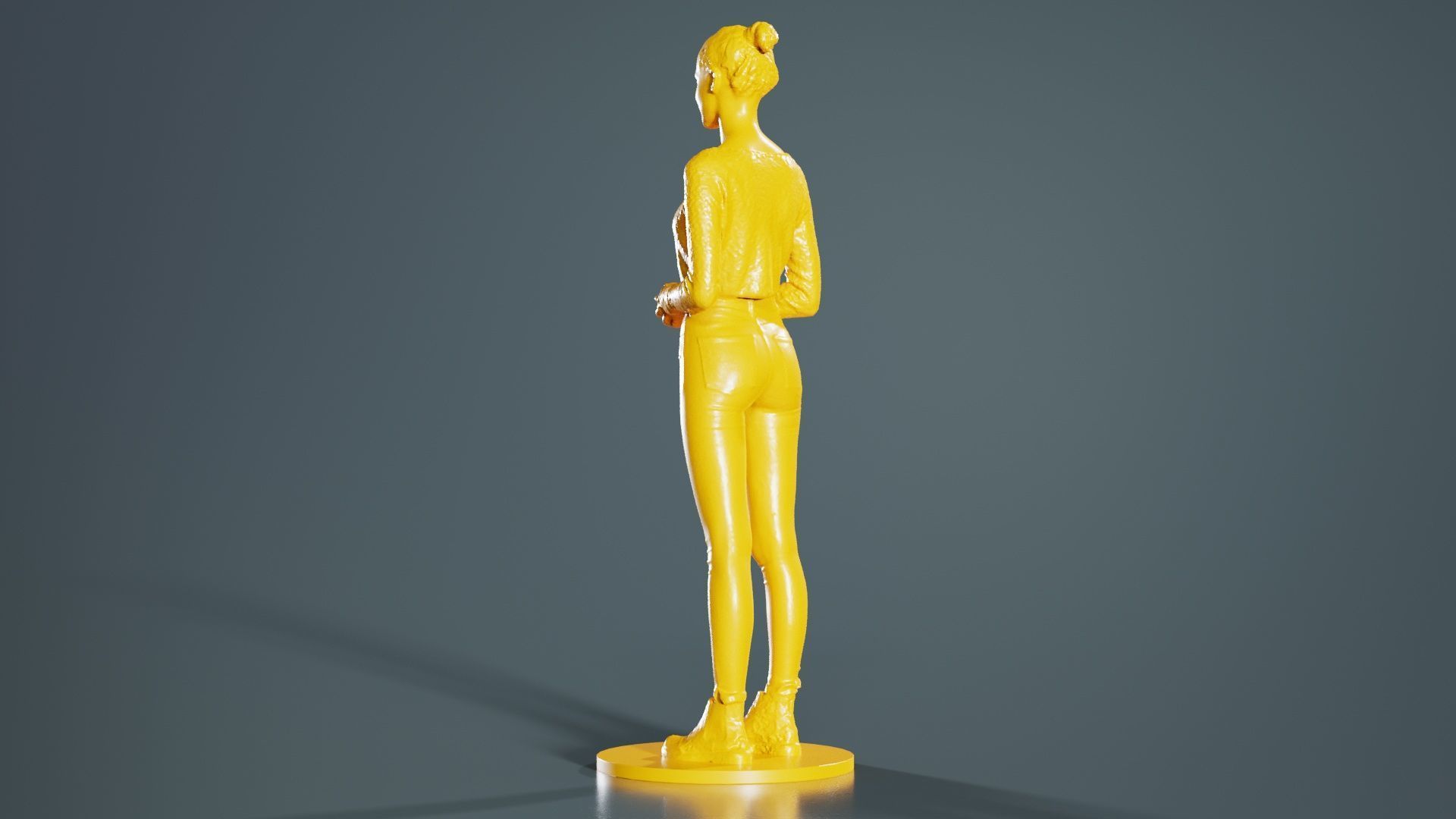 Woman Wearing Casual Outfit Folding Hands and Smiling 3D print model_6