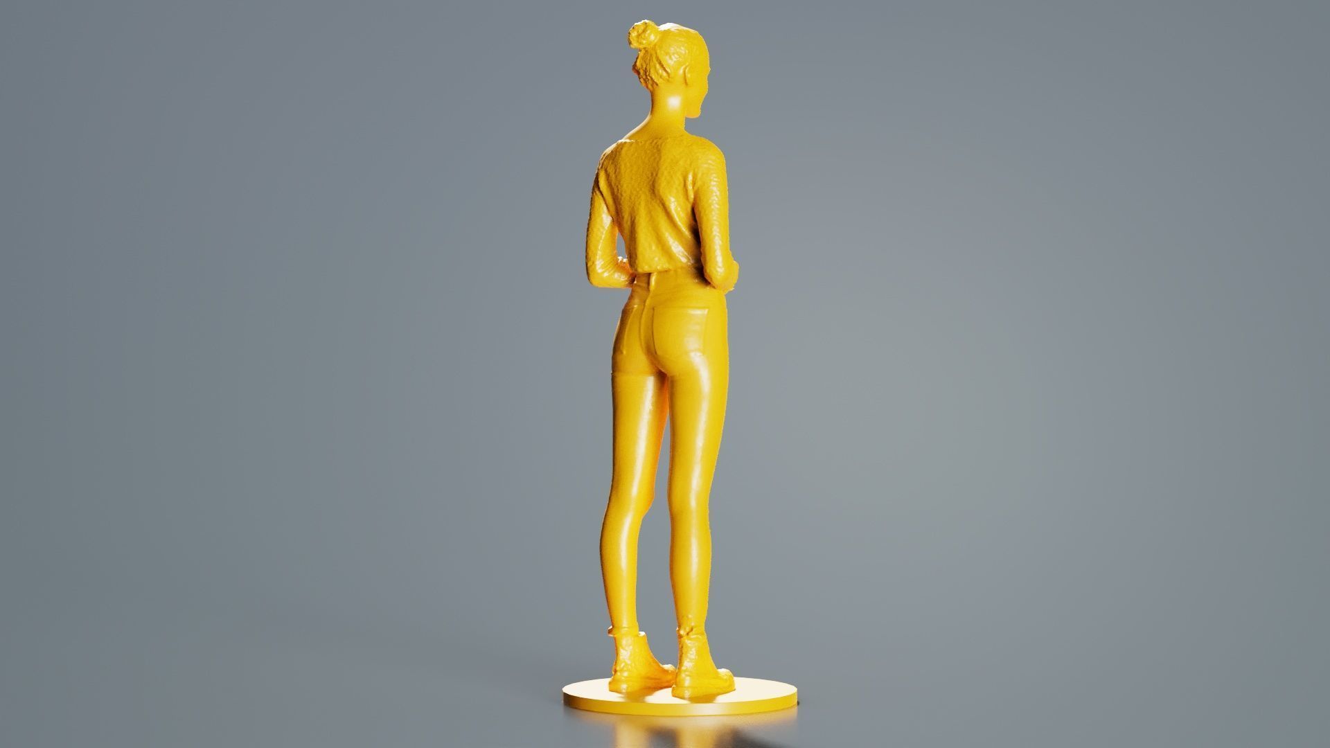 Woman Wearing Casual Outfit Folding Hands and Smiling 3D print model_7