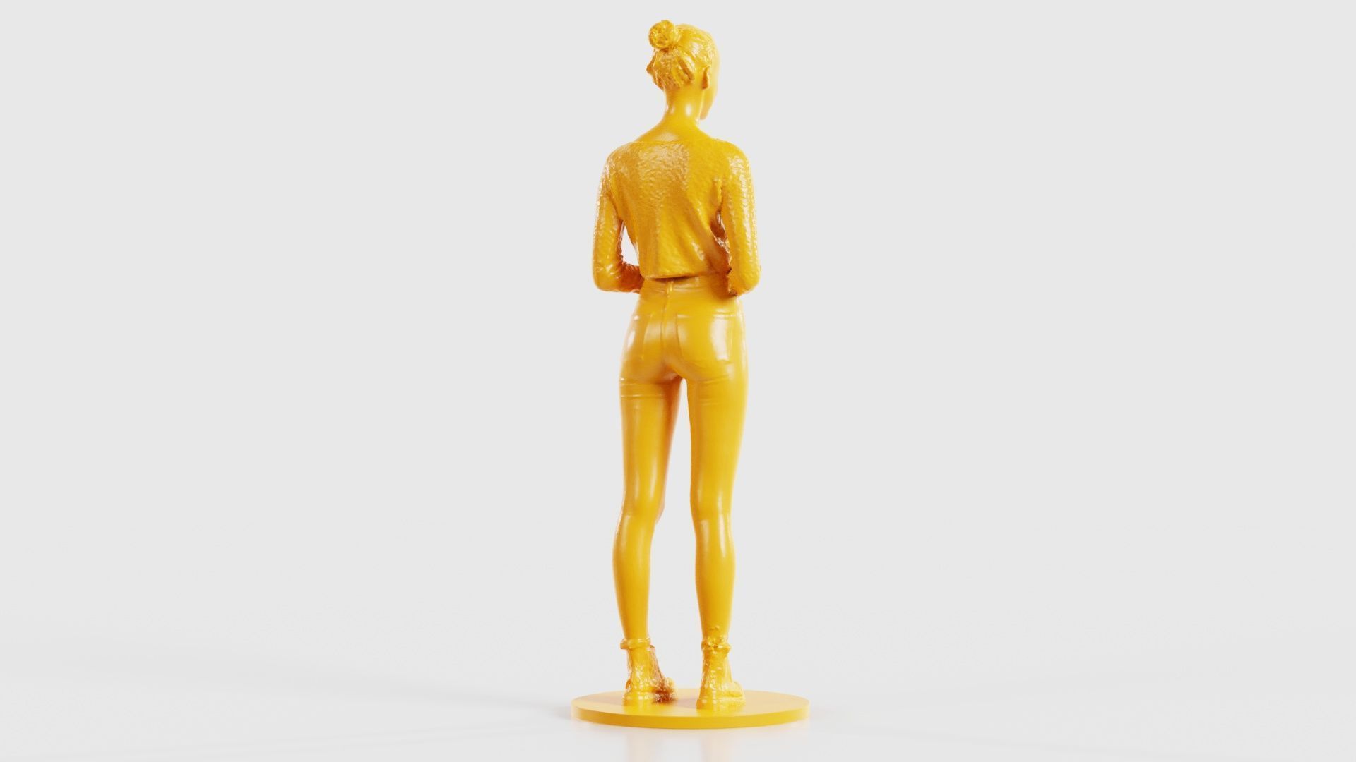 Woman Wearing Casual Outfit Folding Hands and Smiling 3D print model_22