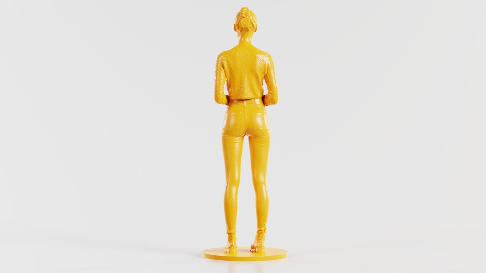 Woman Wearing Casual Outfit Folding Hands and Smiling 3D print model_8