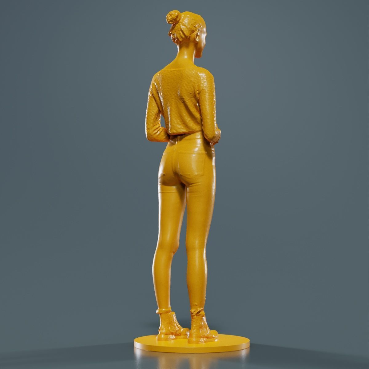 Woman Wearing Casual Outfit Folding Hands and Smiling 3D print model_12