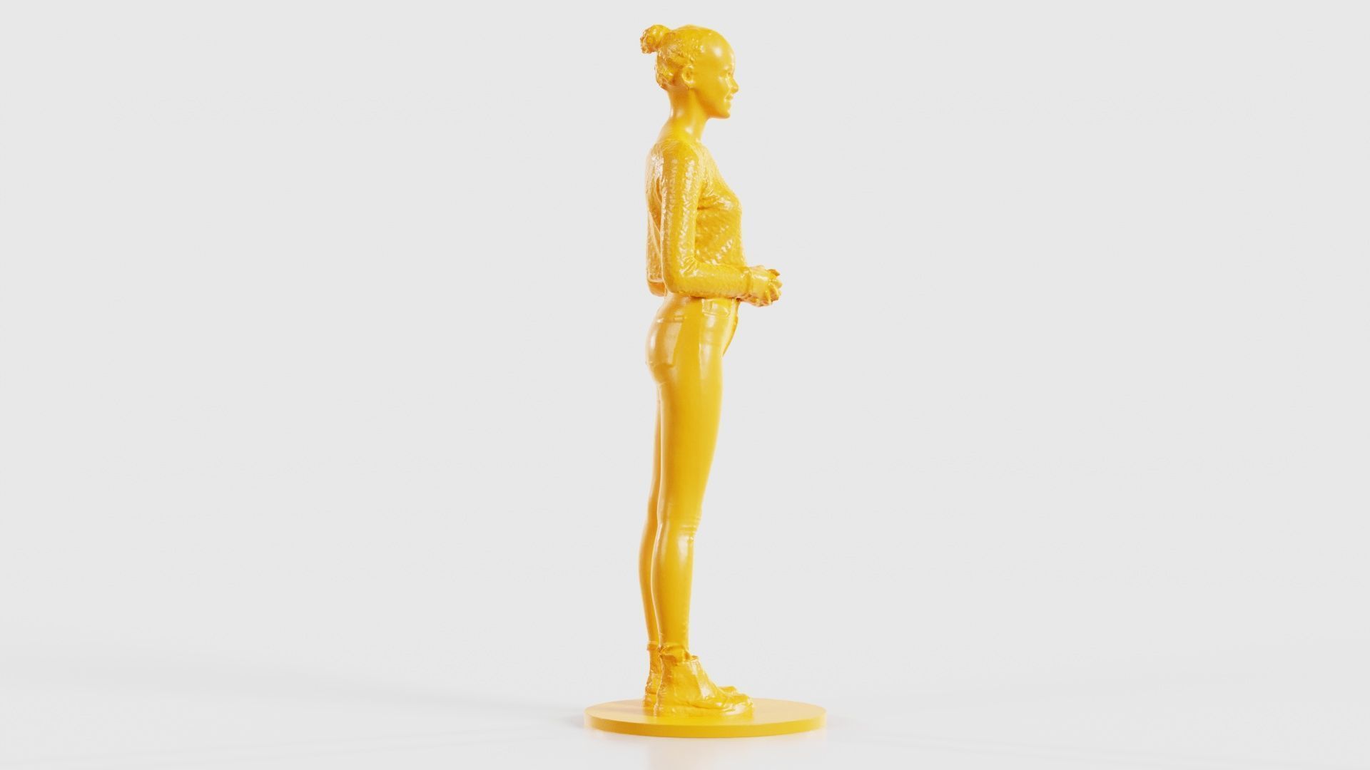 Woman Wearing Casual Outfit Folding Hands and Smiling 3D print model_20