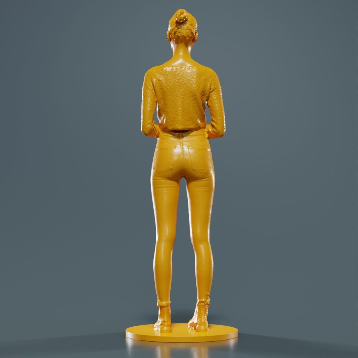 Woman Wearing Casual Outfit Folding Hands and Smiling 3D print model_13