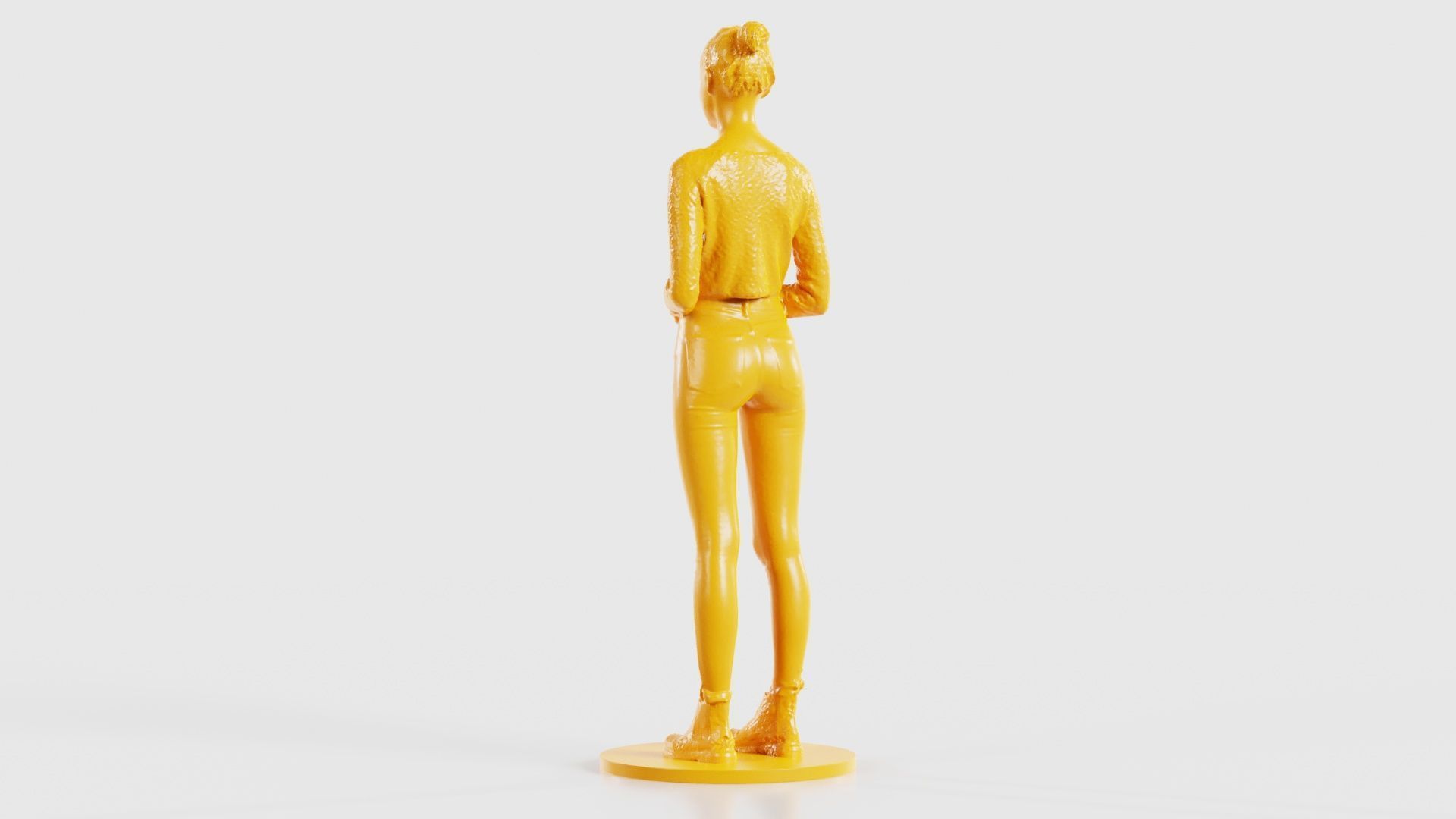 Woman Wearing Casual Outfit Folding Hands and Smiling 3D print model_24