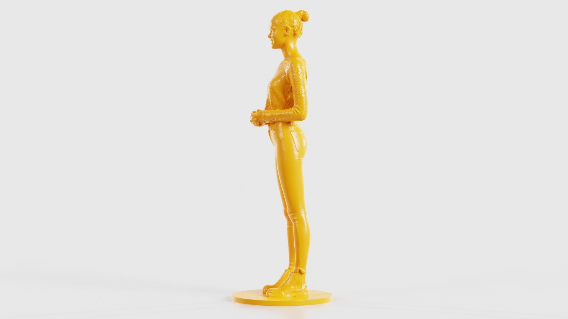 Woman Wearing Casual Outfit Folding Hands and Smiling 3D print model_26