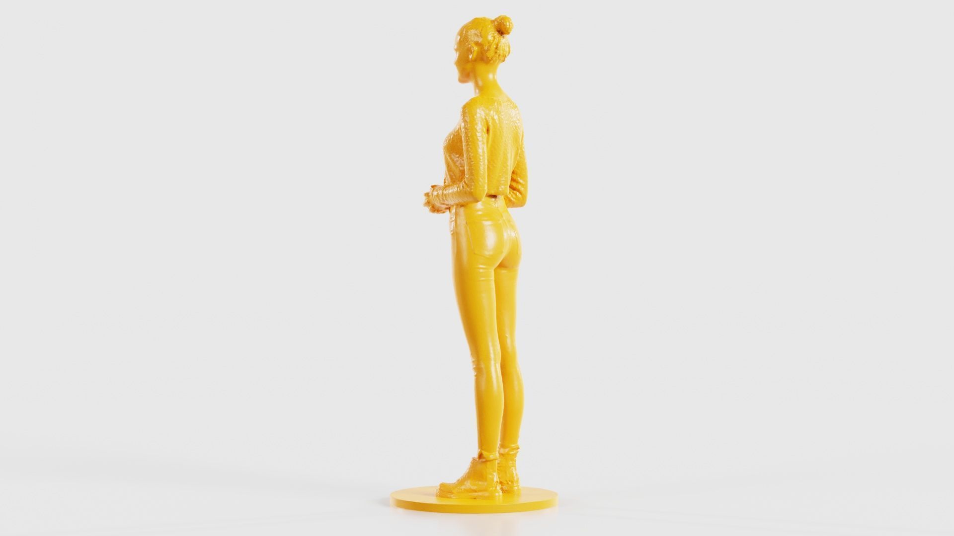 Woman Wearing Casual Outfit Folding Hands and Smiling 3D print model_25