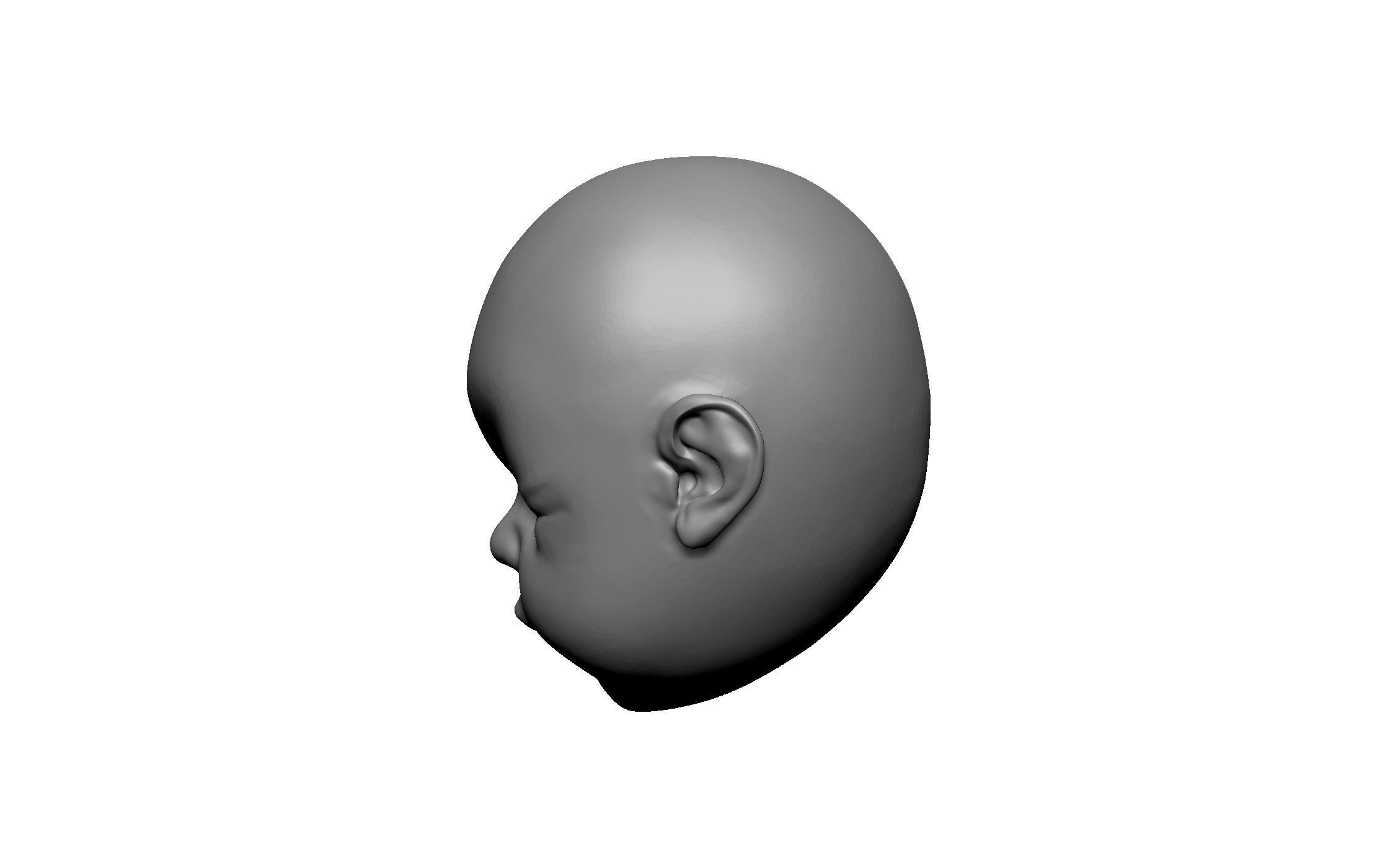 baby head statue 3D print model_1