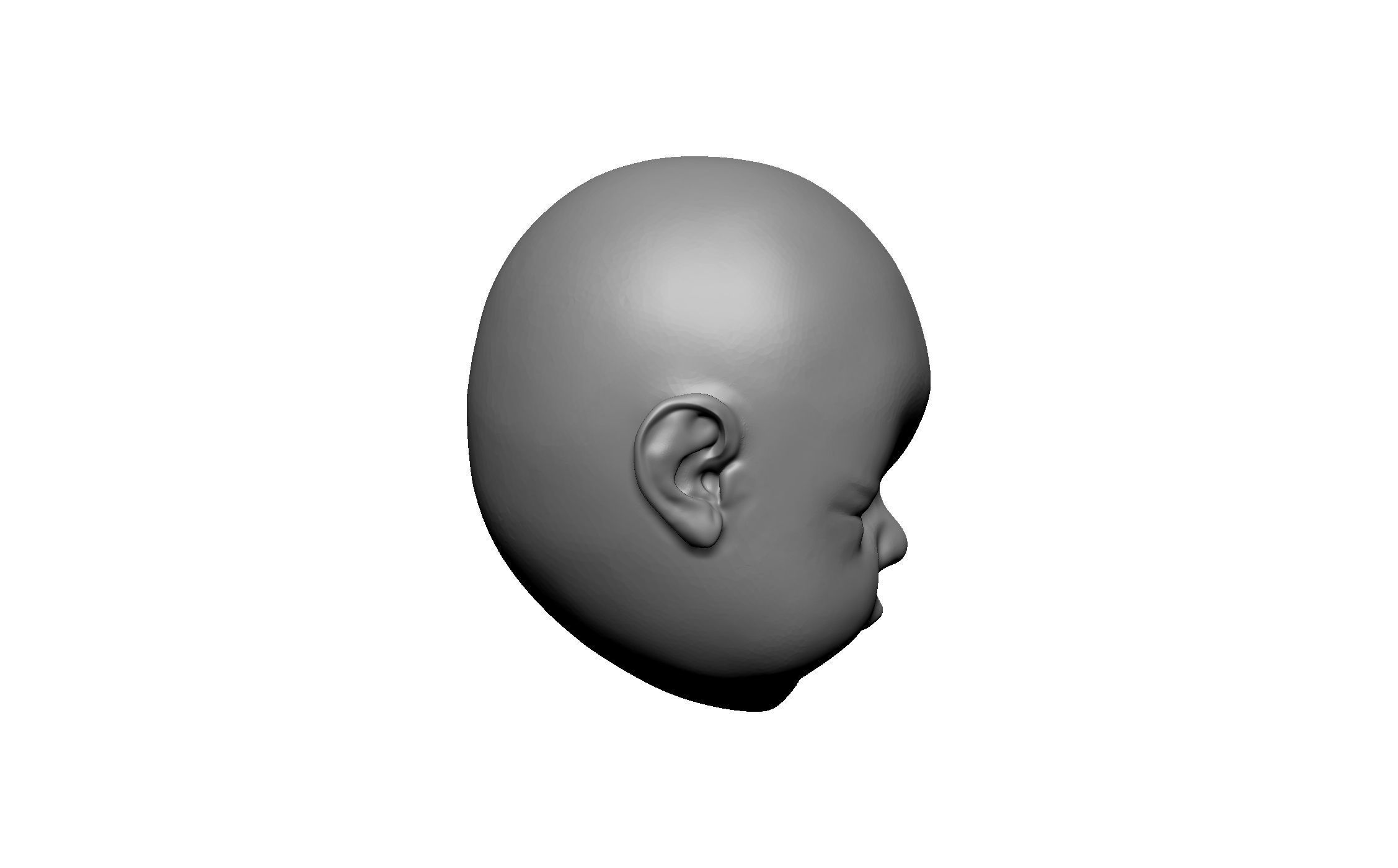 baby head statue 3D print model_3