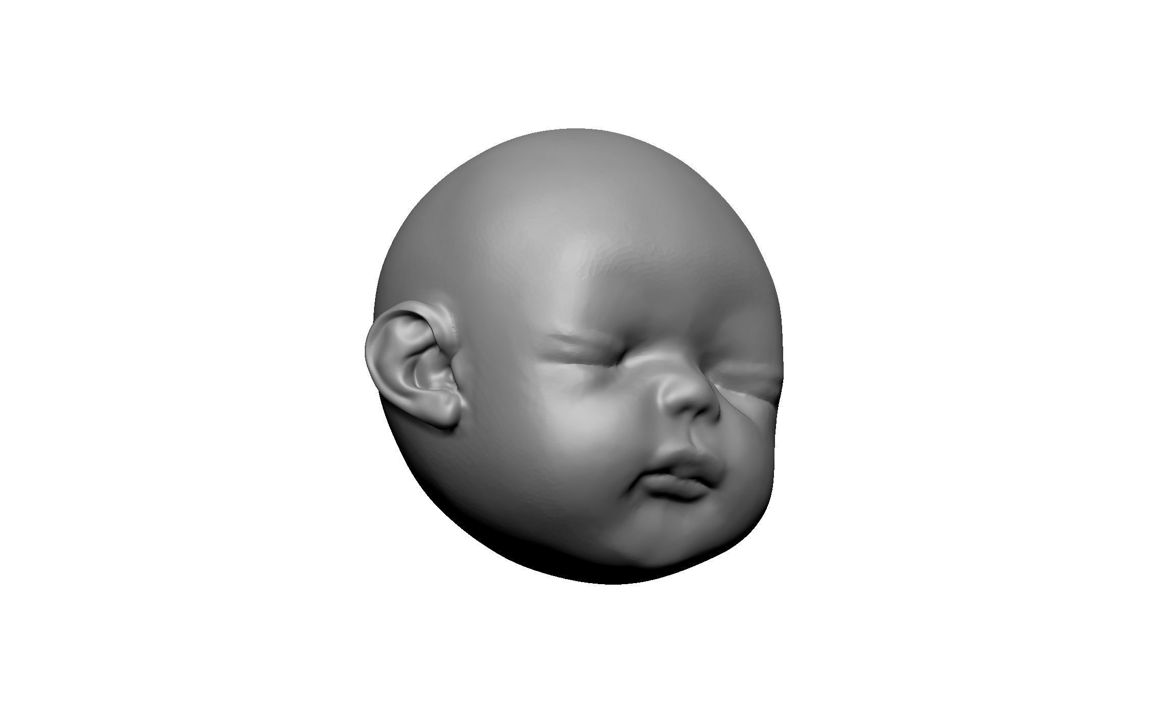 baby head statue 3D print model_4
