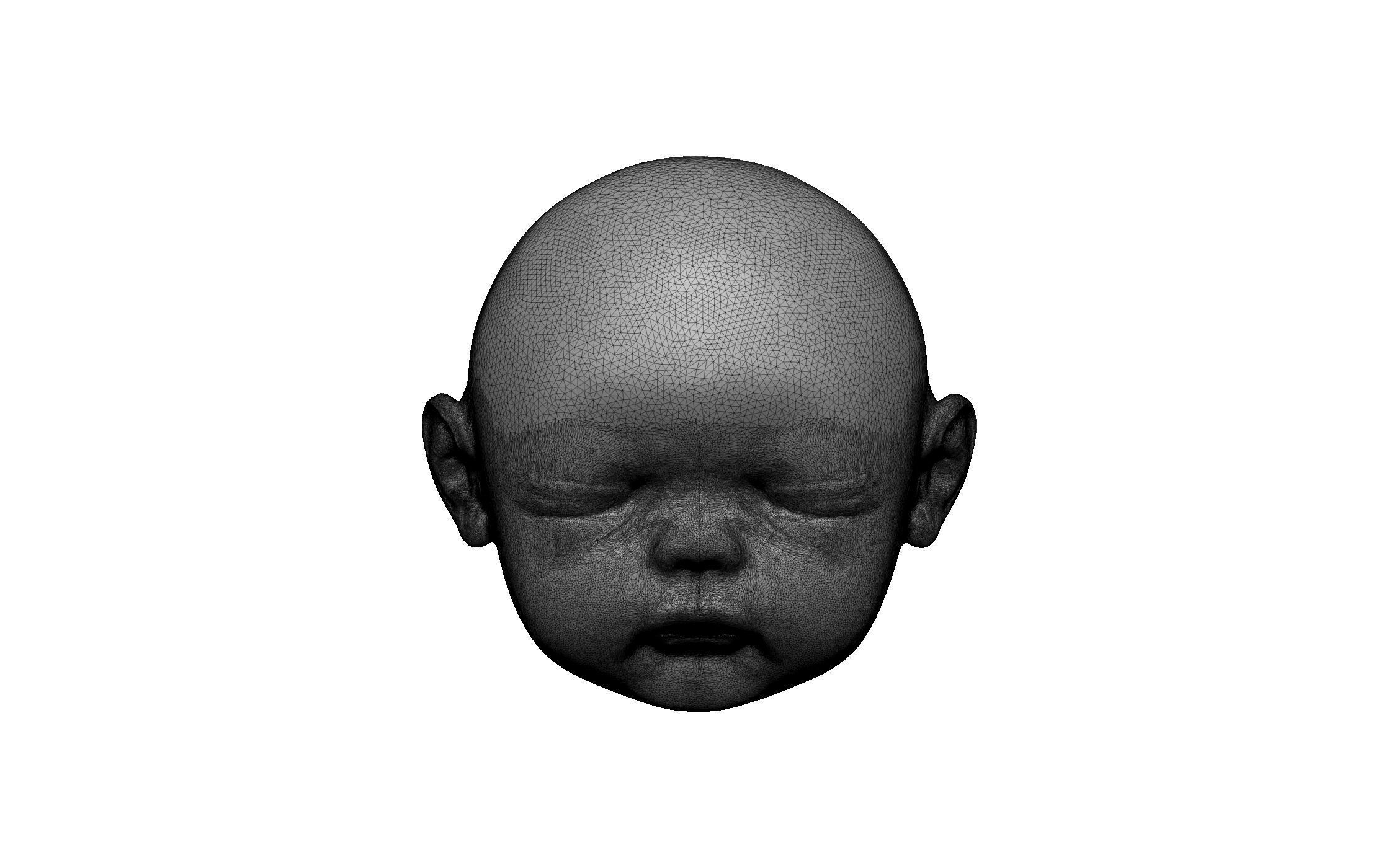 baby head statue 3D print model_5