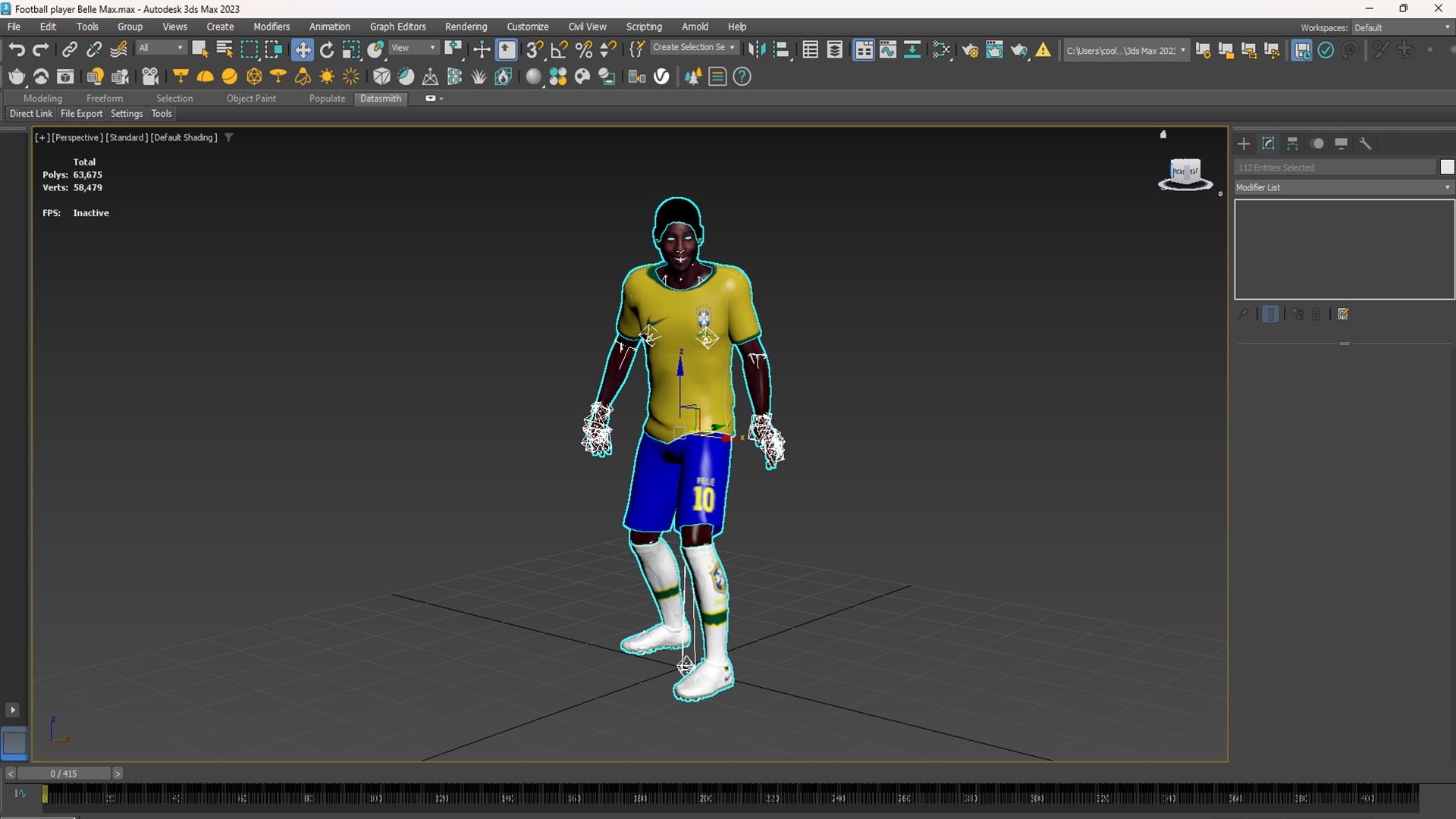 Belle the Football player  3D Rigged model 3D model_16
