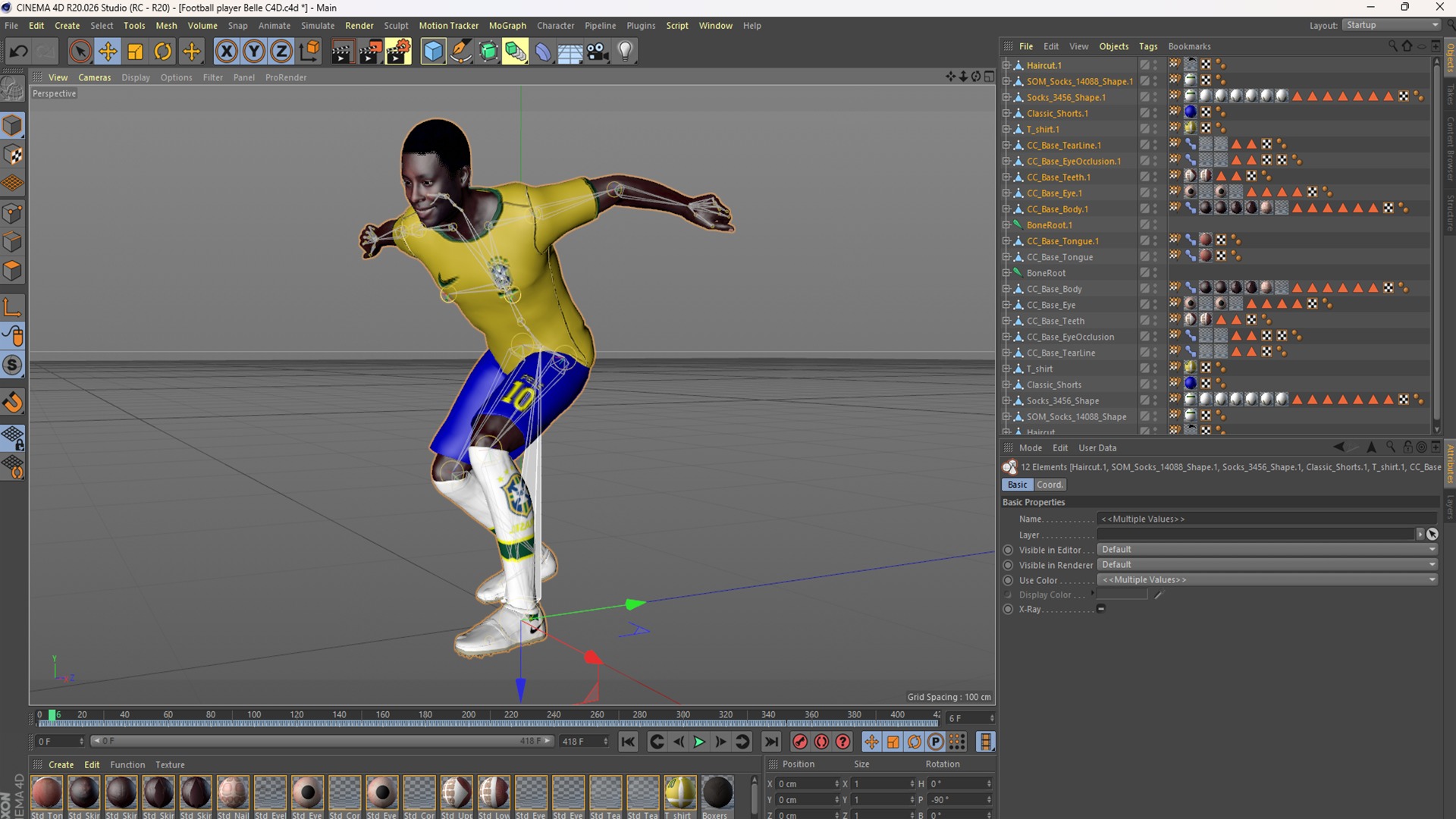Belle the Football player  3D Rigged model 3D model_19