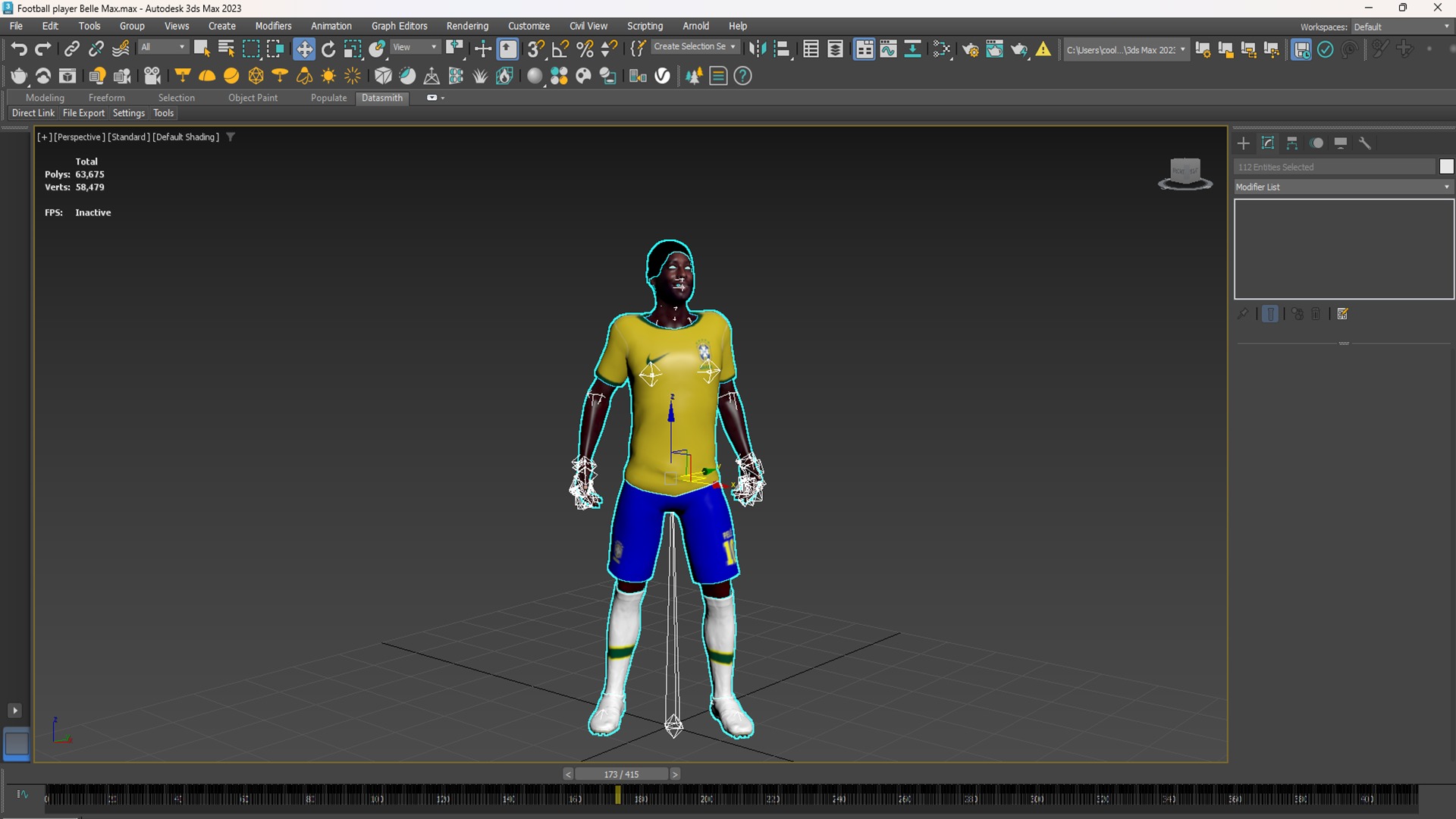 Belle the Football player  3D Rigged model 3D model_15