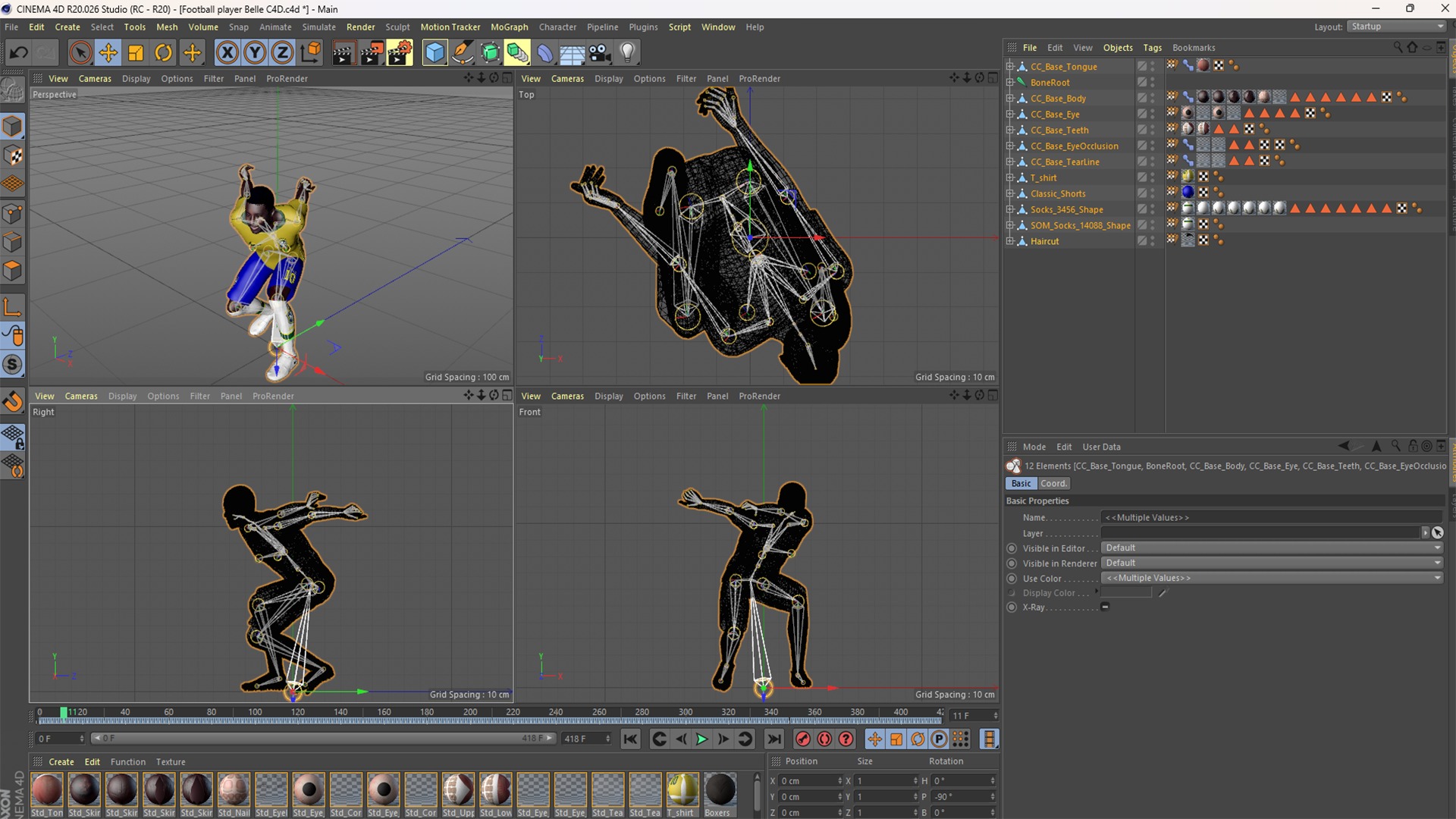 Belle the Football player  3D Rigged model 3D model_20