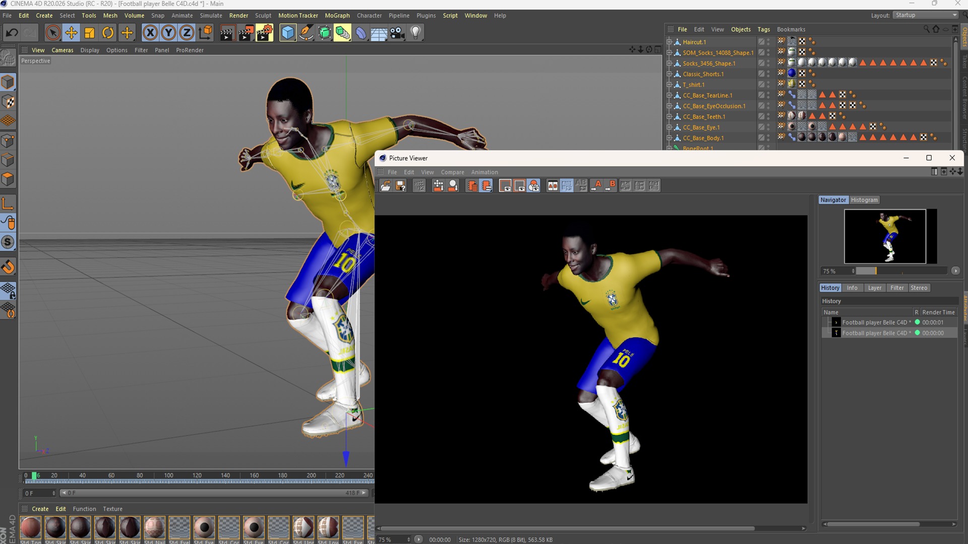 Belle the Football player  3D Rigged model 3D model_18