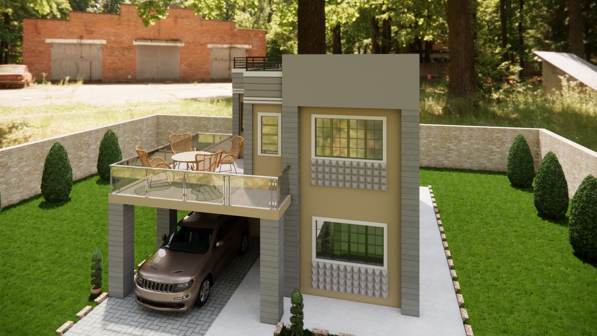 2 story modern house 3D model_3