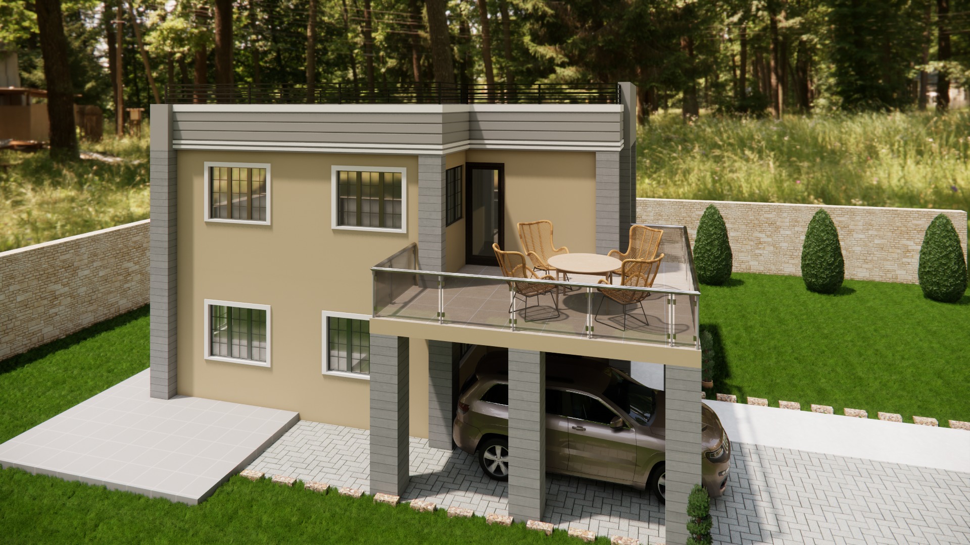 2 story modern house 3D model_4