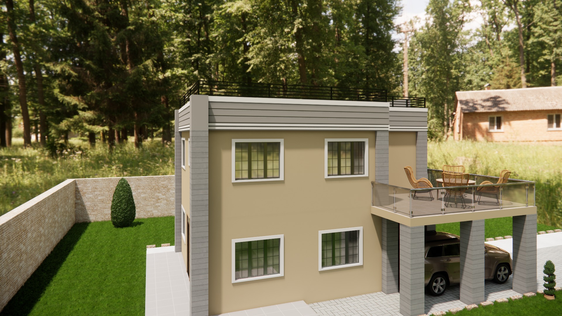 2 story modern house 3D model_6