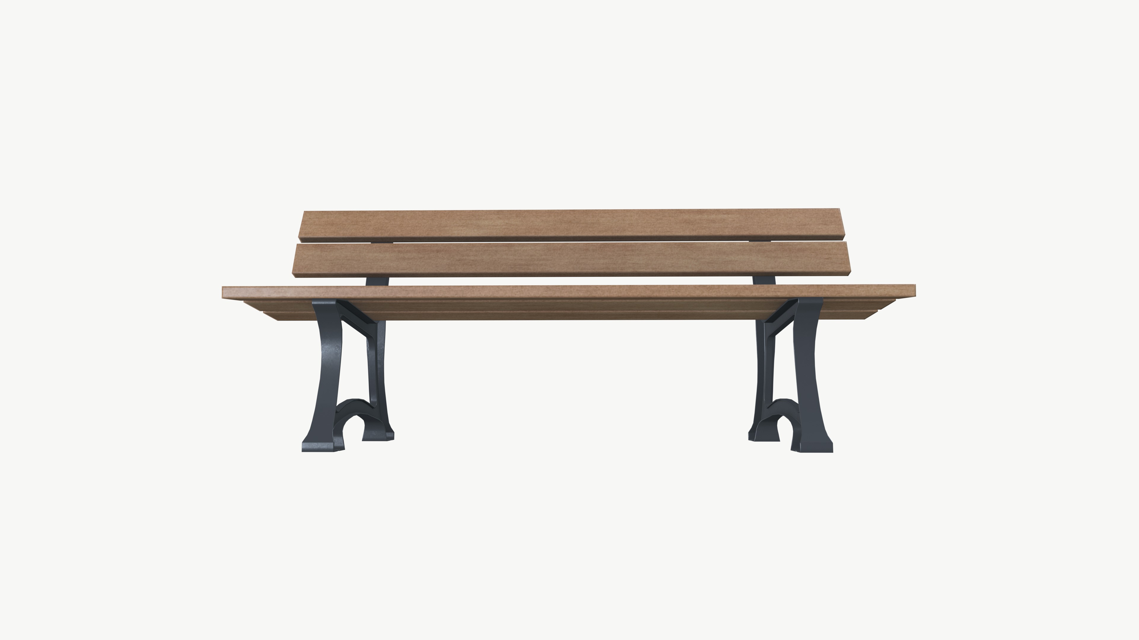 Bench Low-poly 3D model_3