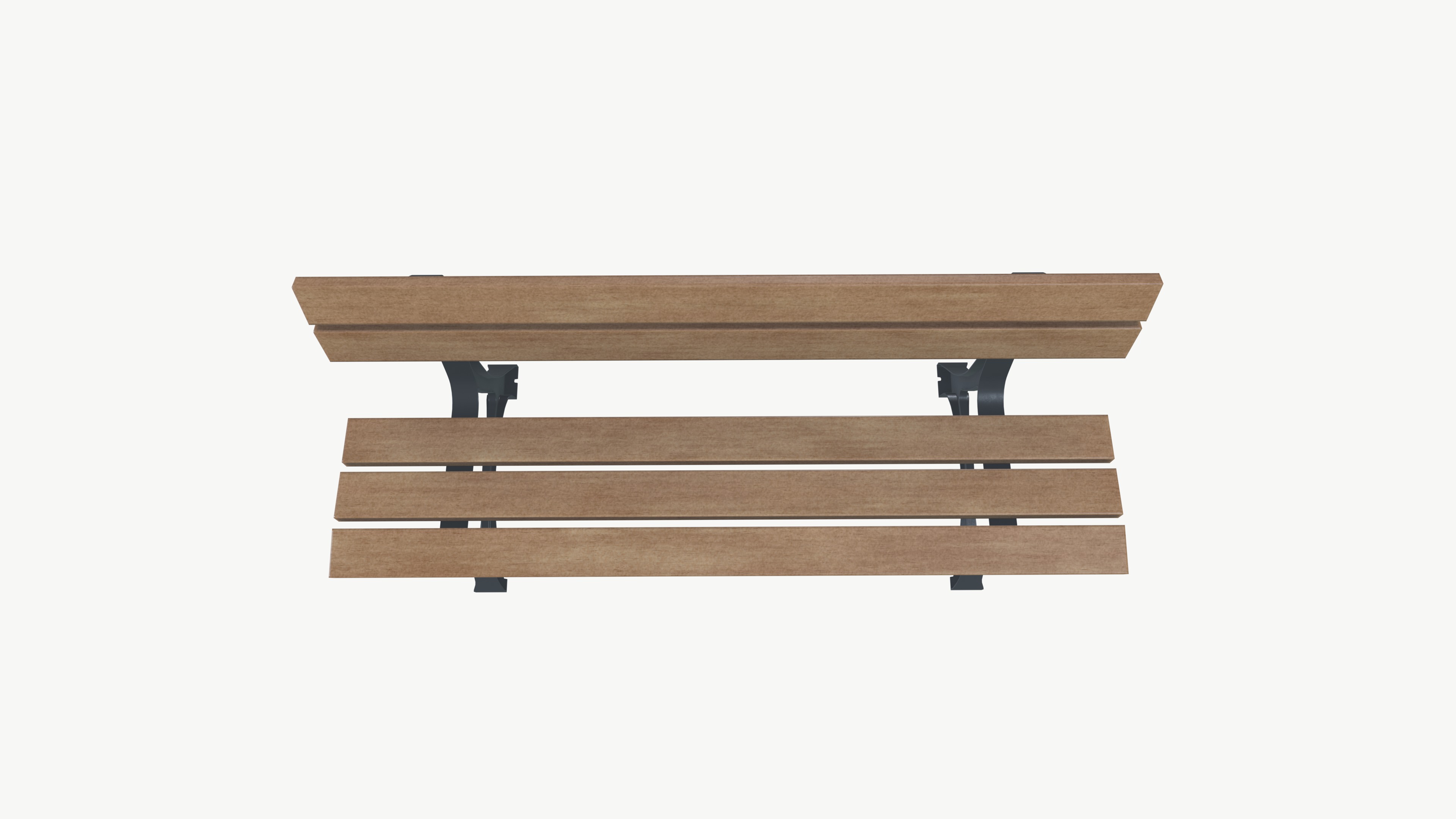 Bench Low-poly 3D model_9