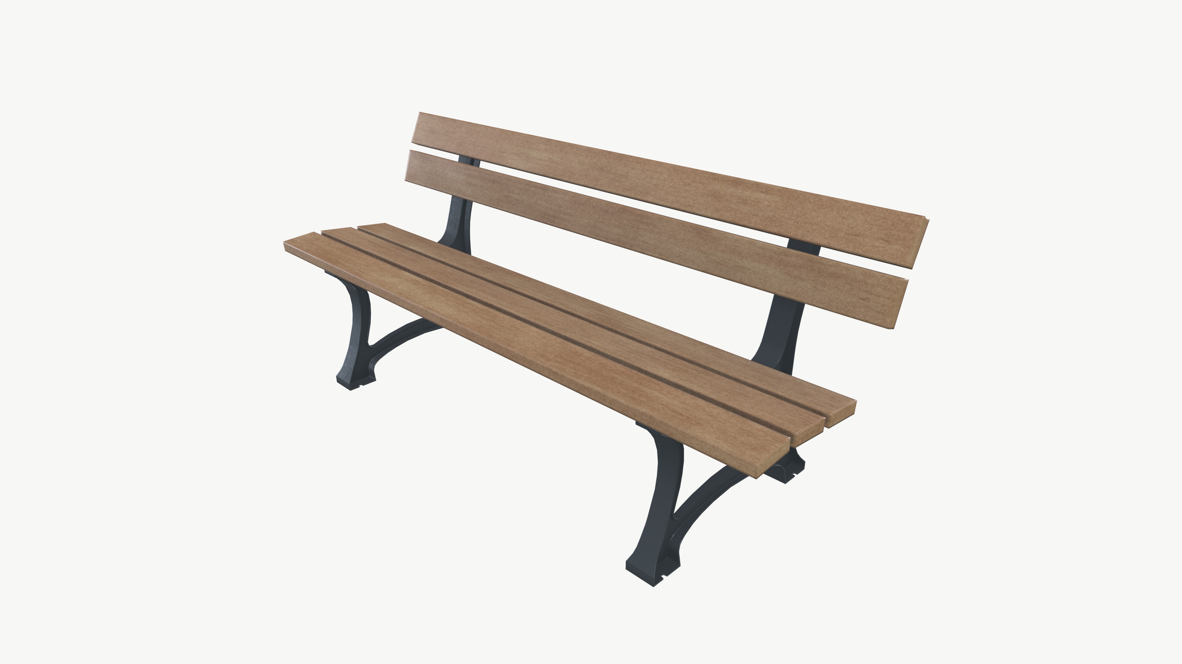 Bench Low-poly 3D model_2