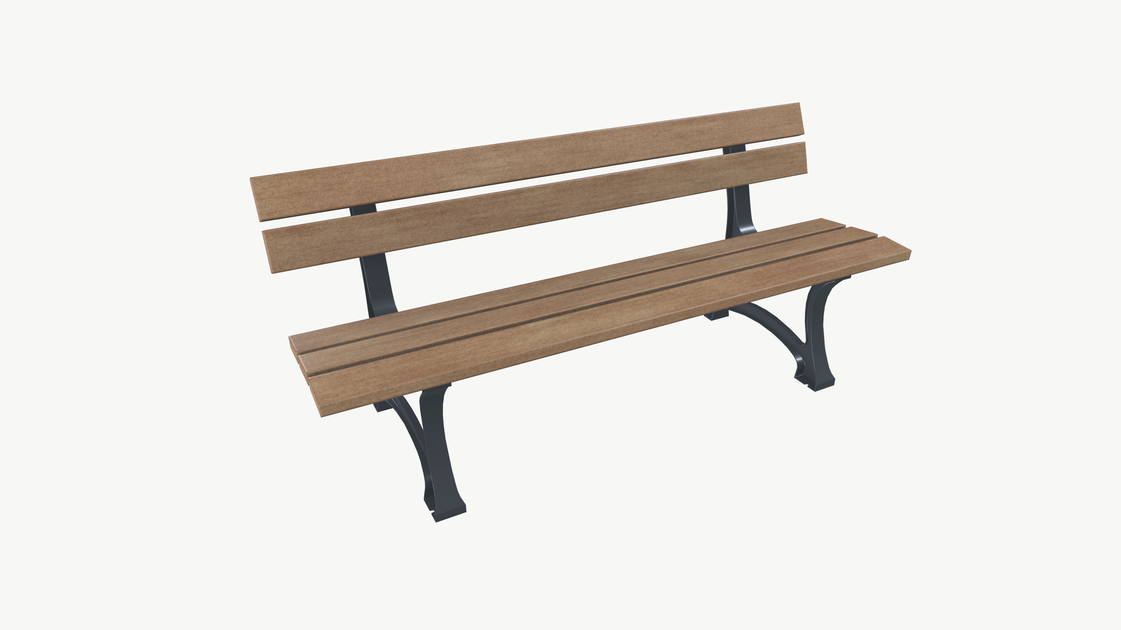 Bench Low-poly 3D model_7