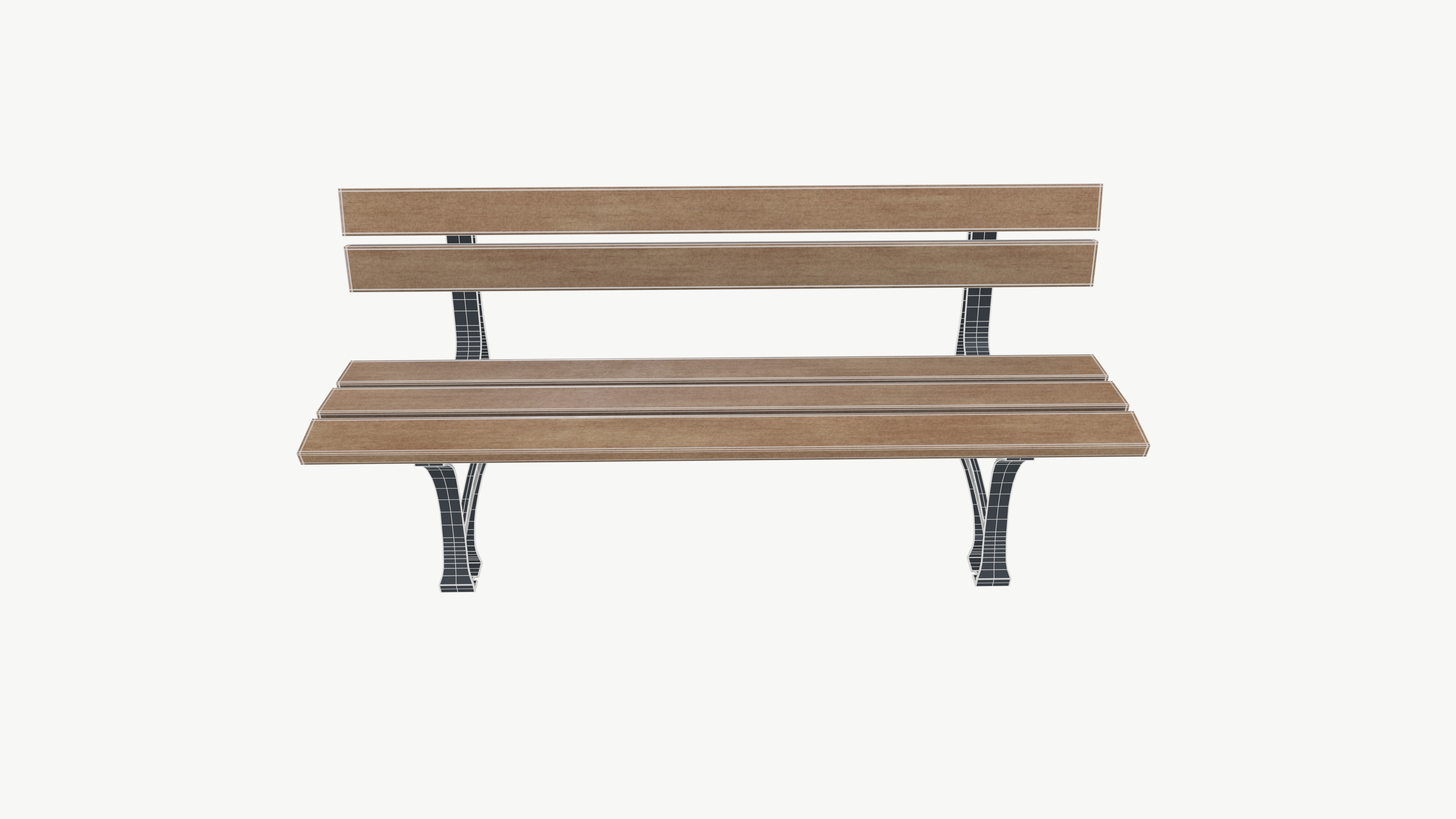 Bench Low-poly 3D model_6
