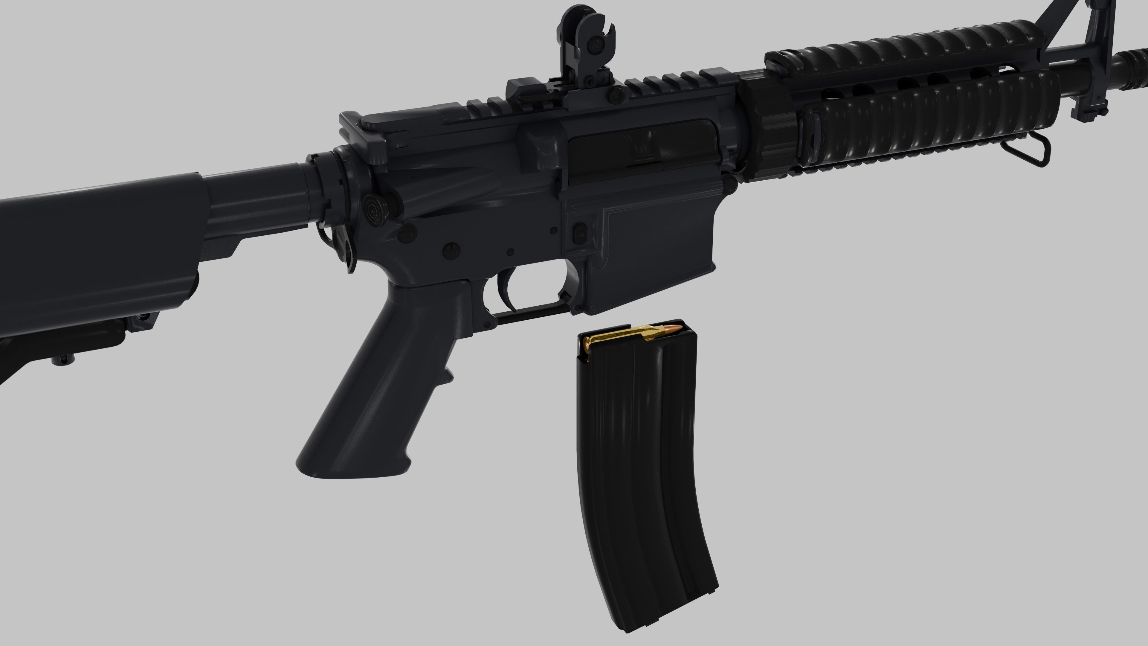 M4A4 Carbine Low-poly 3D model_7