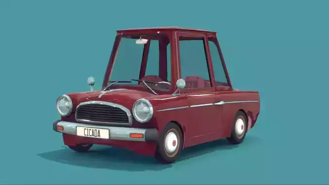 Retro Compact Car 3D Model