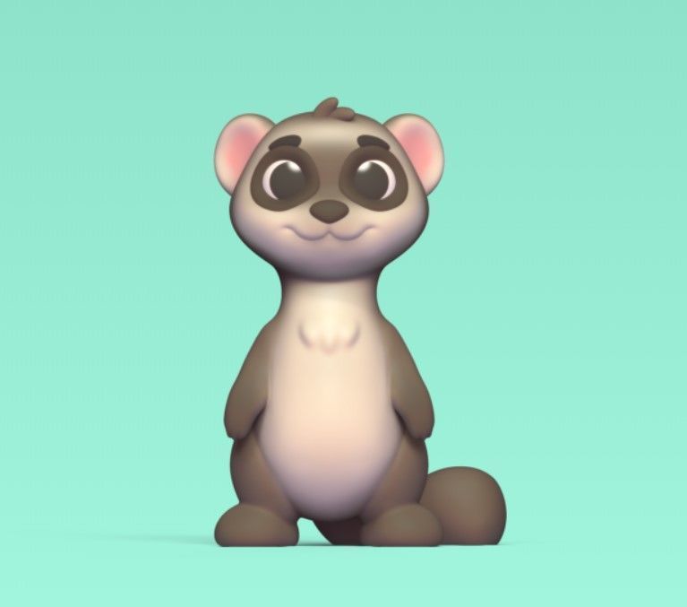 Ferret Cartoon 3D print model_1