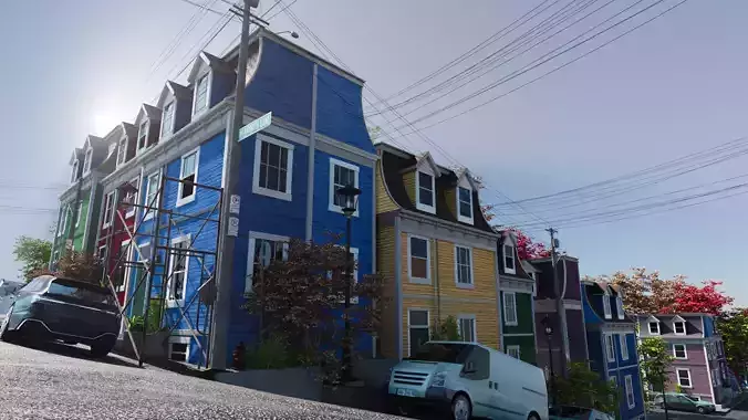 Jelly bean Row houses 3d model