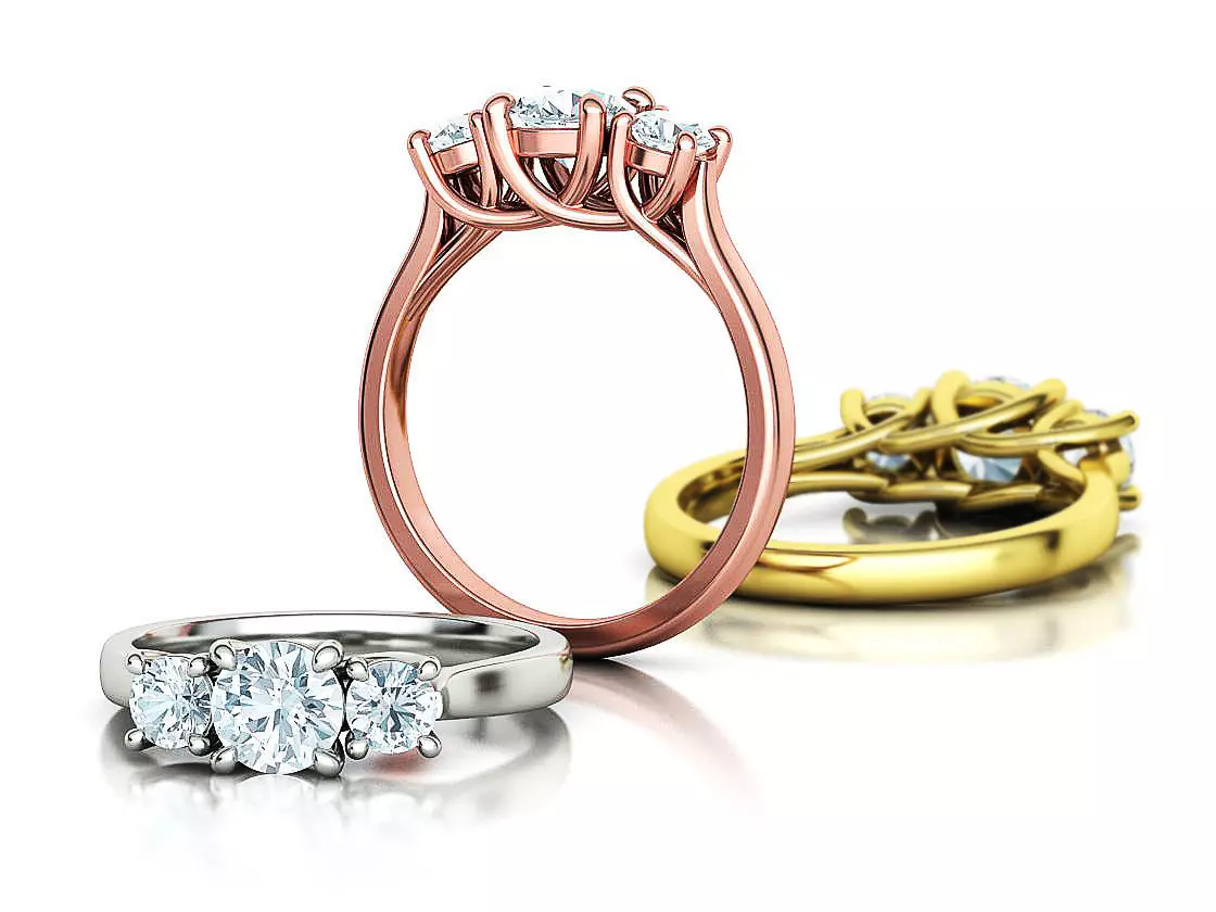 Trellis 3 STONE Engagement Ring 75 pointer stone 3D print model