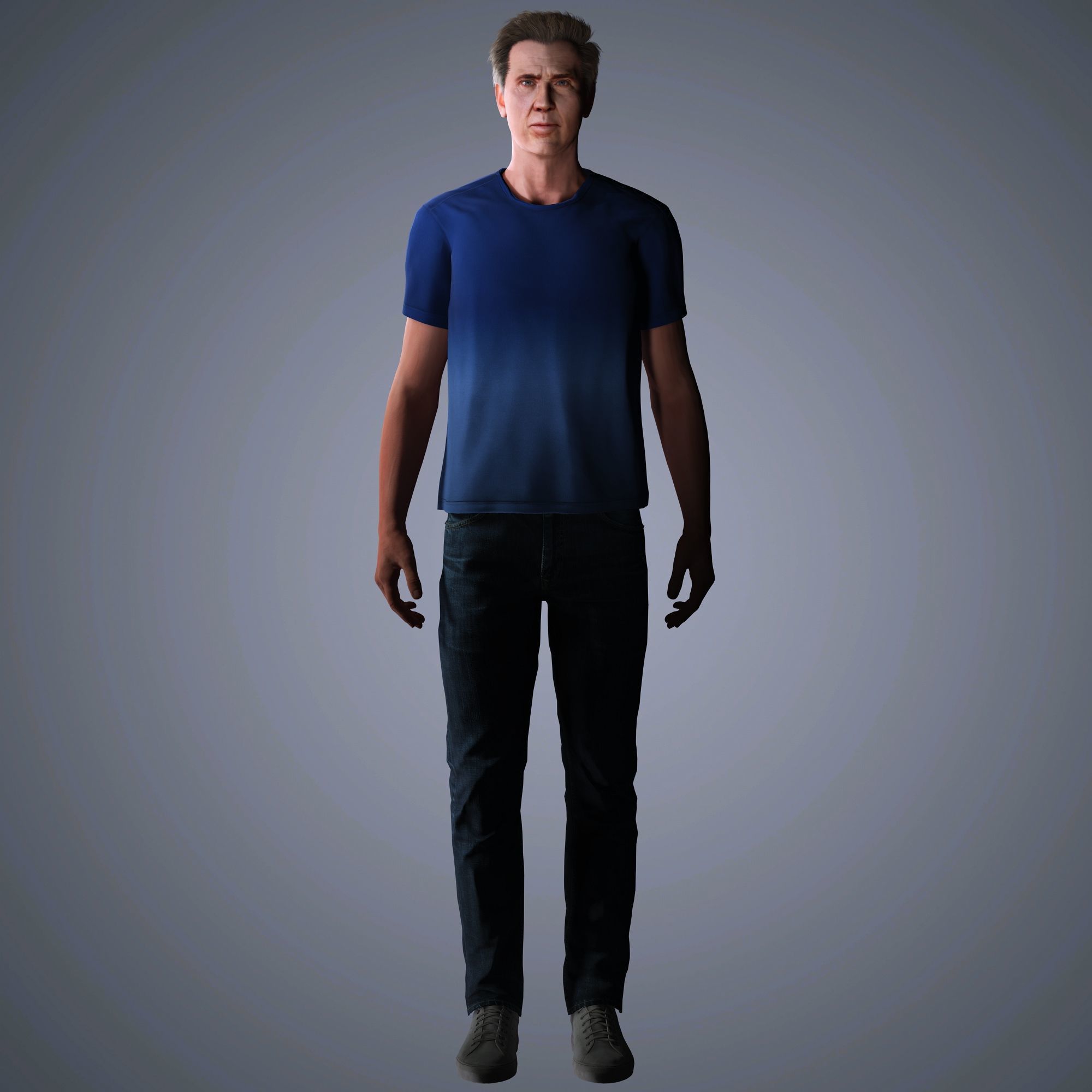 Nicolas Cage Character  Low-poly 3D model_7