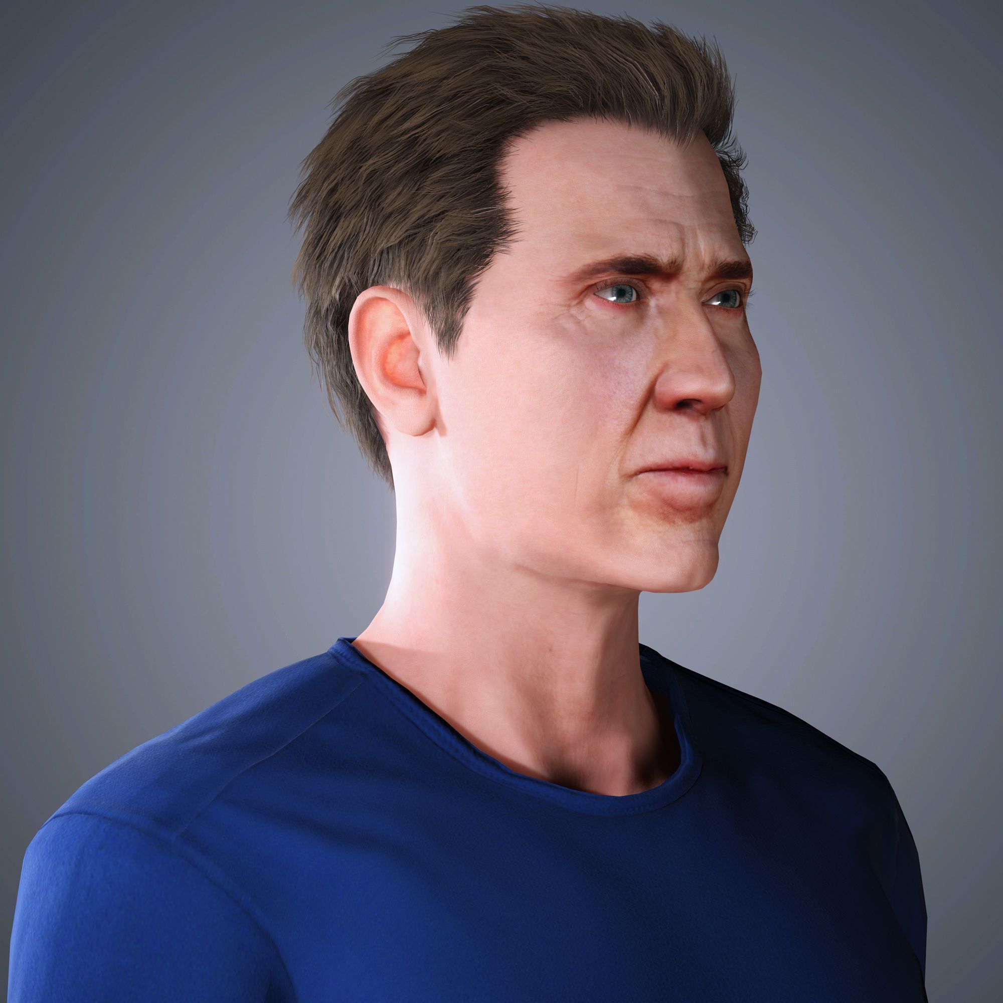Nicolas Cage Character  Low-poly 3D model_3