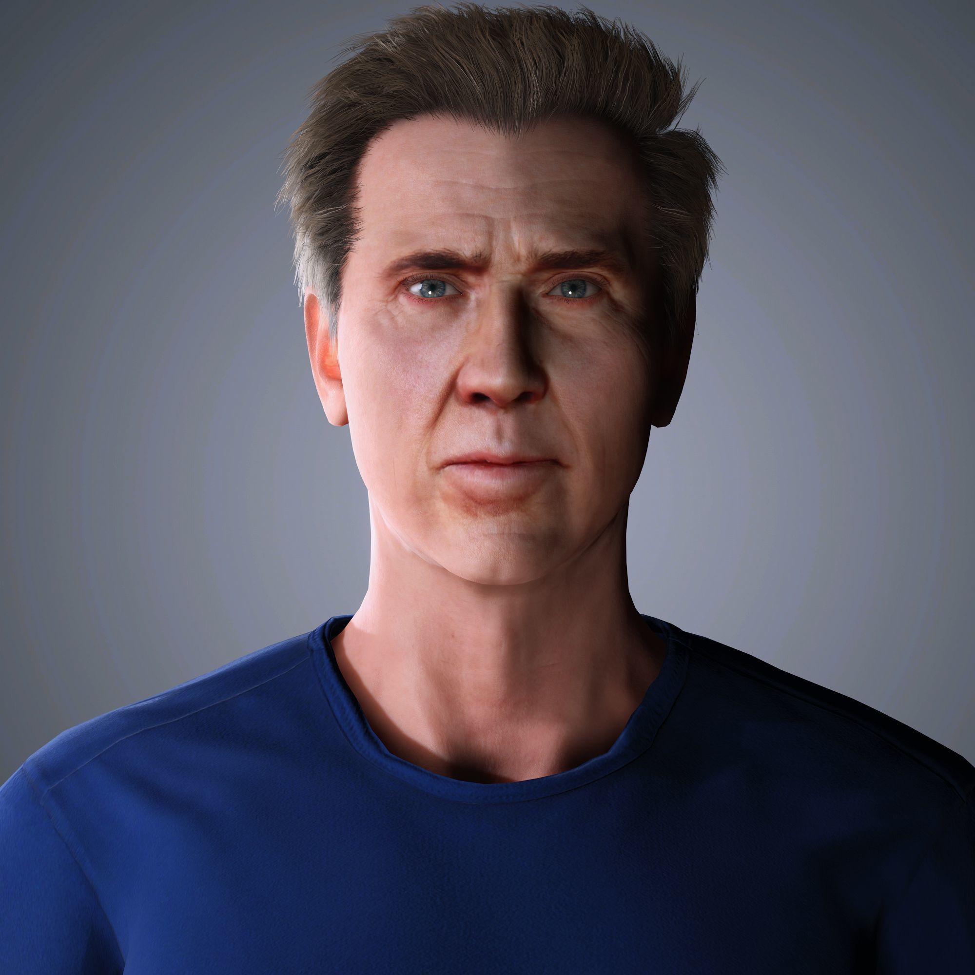 Nicolas Cage Character  Low-poly 3D model_1