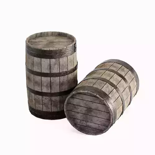Wooden Barrel 01 Low-poly 3D model