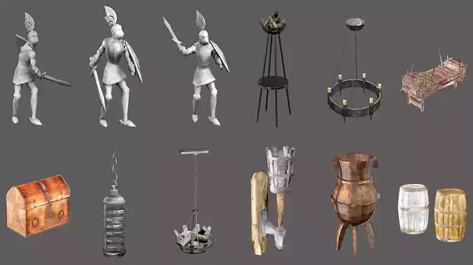kingdom Interior Props Low Poly 3D Model Low-poly 3D model