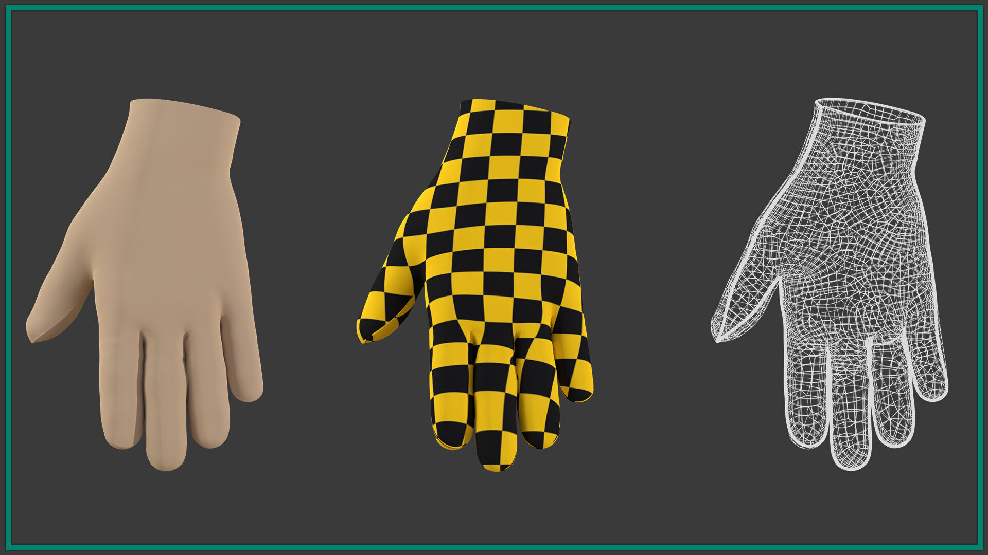 12 female glove Low-poly 3D model_13